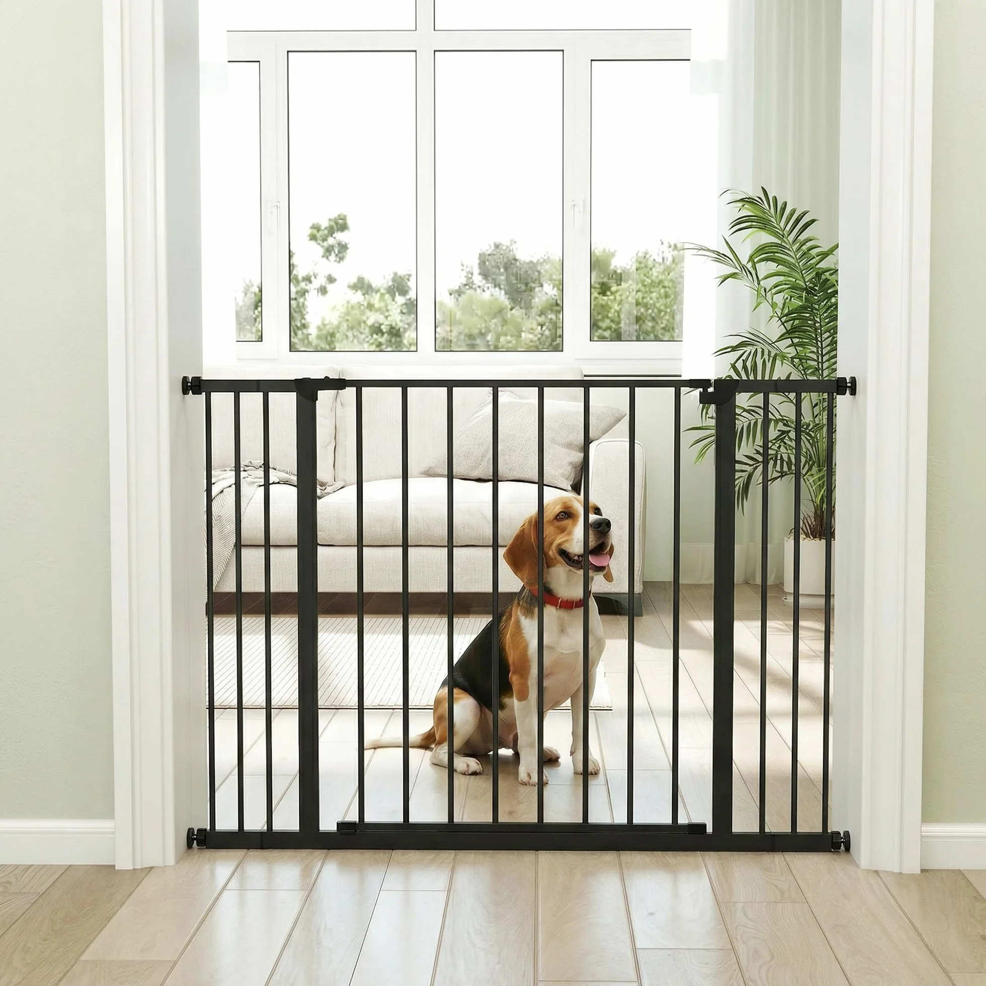 PawHut Barrière de sécurité réglable 76-107 cm hauteur 76 cm sans perçage métal noir