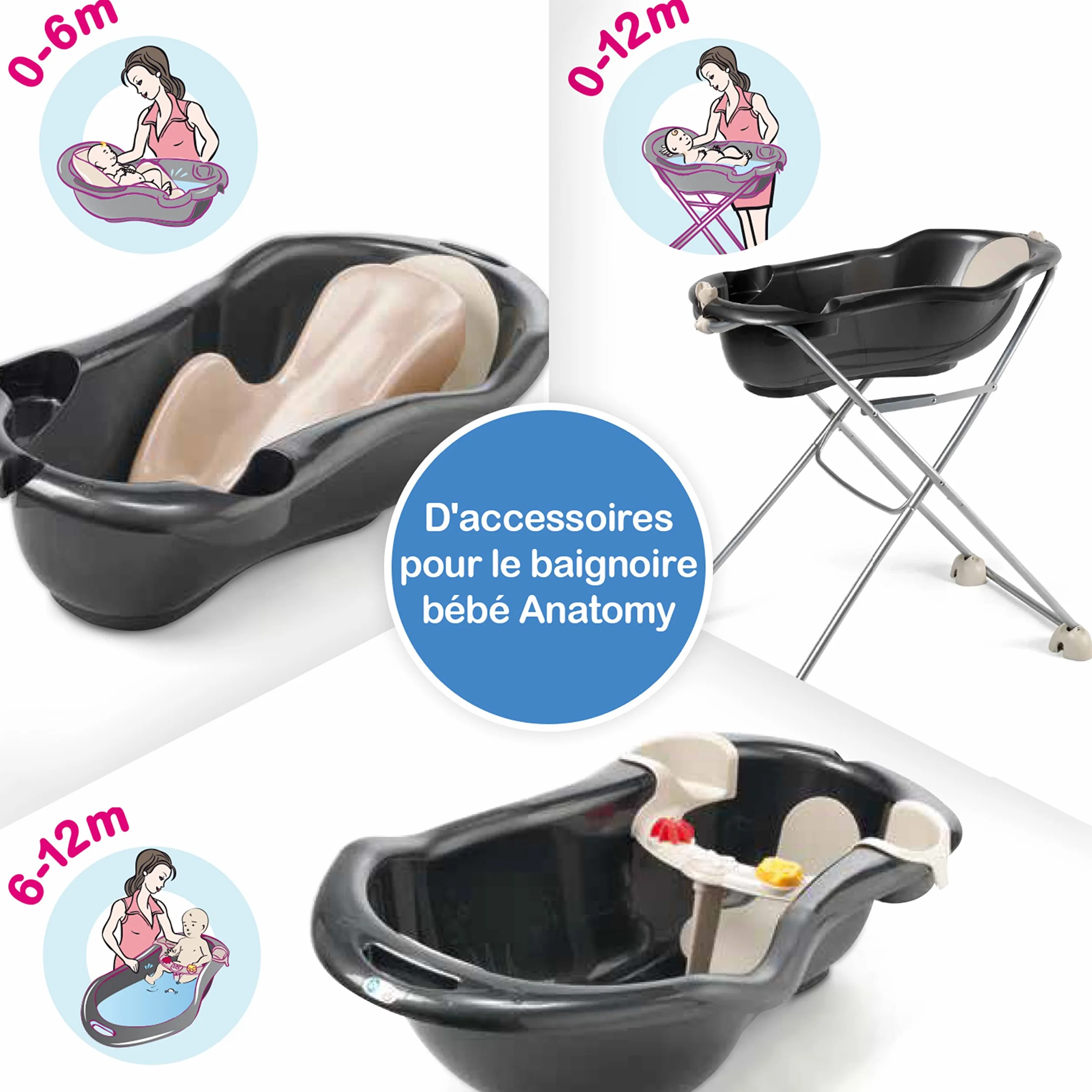 Tigex Support pour Baignoire Bébé Anatomy Pliable 12kg Max 0-12 Mois