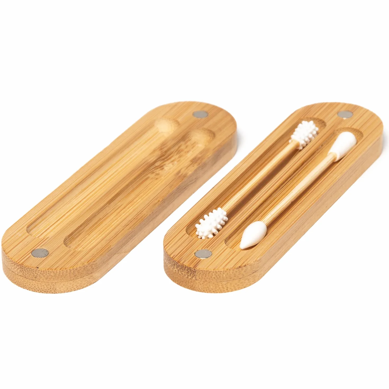 New Living Embouts d'oreille en silicone lavables réutilisables avec boîte en bambou biologique 2 écouvillons