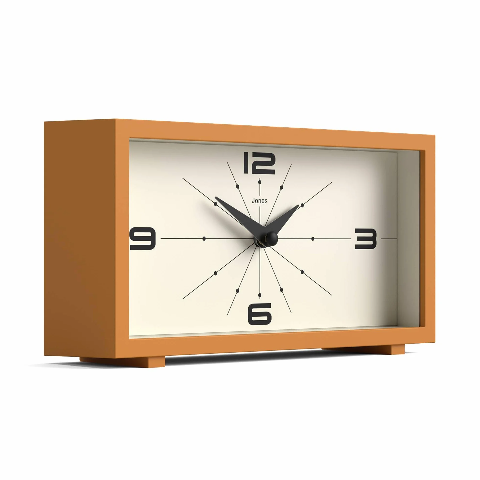JONES CLOCKS® Odeon Horloge de Bureau Jaune Moutarde Design rectangulaire Moderne Style rétro