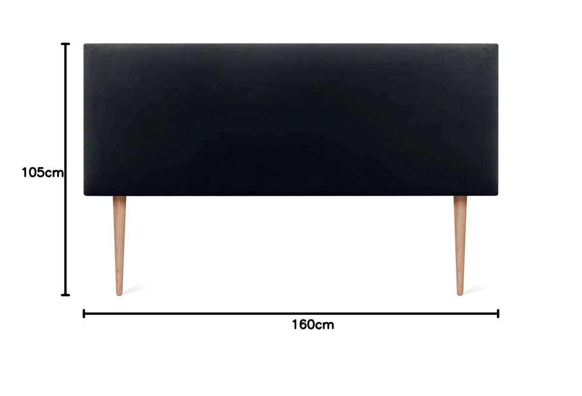 DHOME Tête de Lit en Velours Lisse avec Pieds Haut de Gamme Moderne Tête de Lit Rembourrée Lit Luxe Chambre Capitonnée (Noir, 160cm)