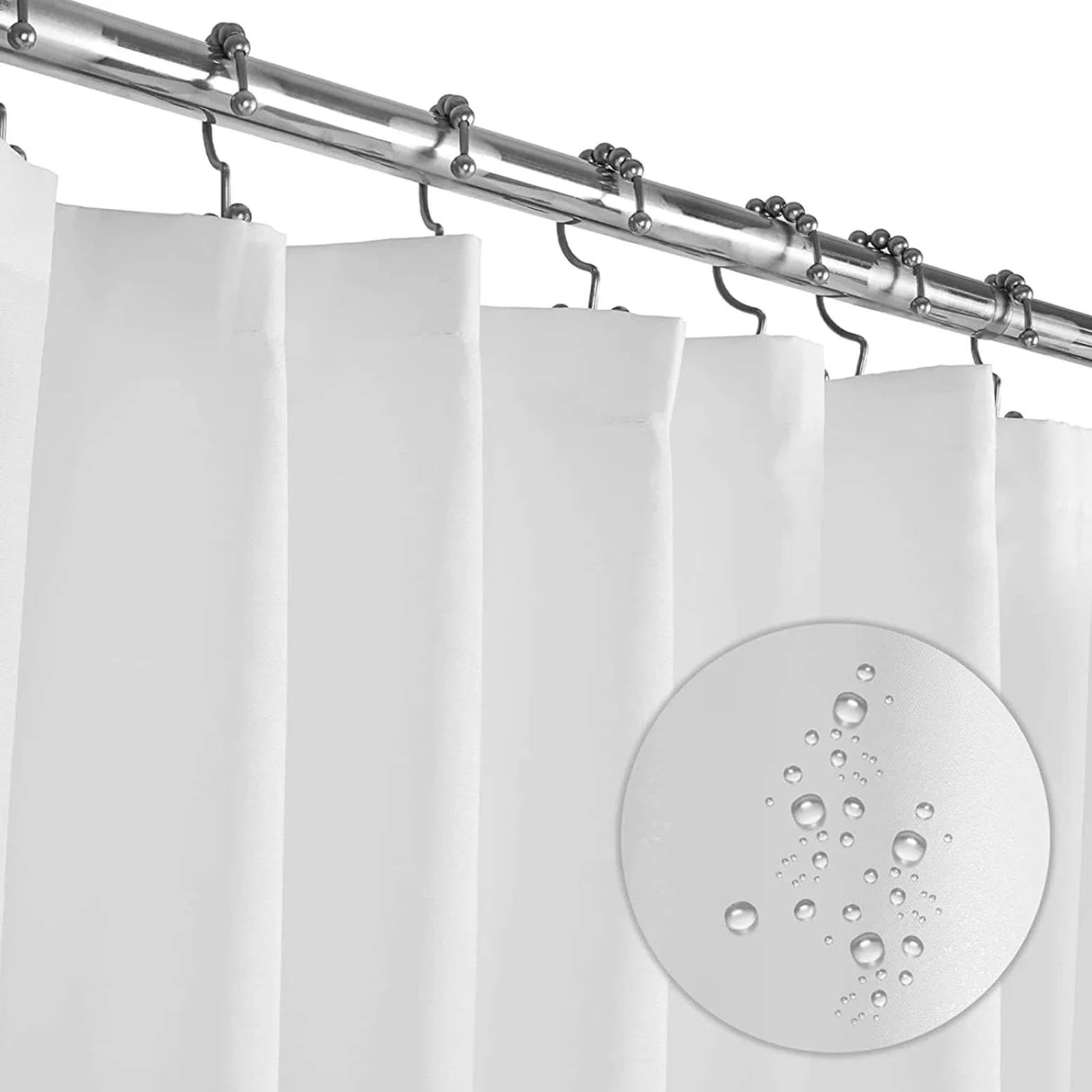 Rideau de douche robuste en tissu PEVA imperméable et résistant à la moisissure lavable pour baignoire et cabine de douche Motif élégant blanc 70 x 140 cm