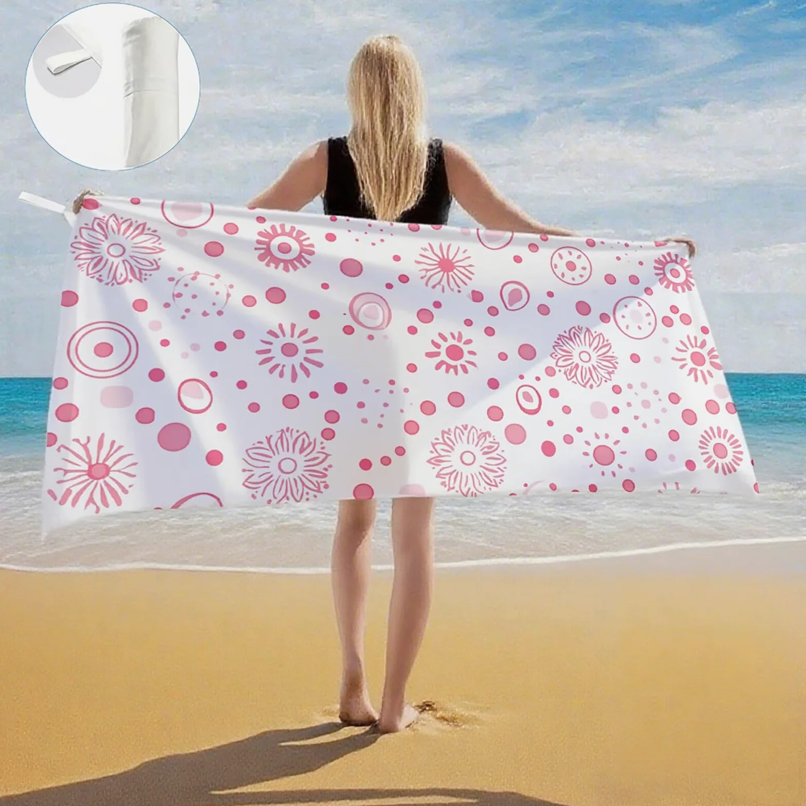 Serviette de Plage XXL 100x200 cm,Rose Serviette Plage Microfibre avec Séchage Rapide, Anti-Sable, Absorbante Fonction Design pour Vacances Piscine Pique-Nique Voyages Yoga, Cadeau Femme Q-659