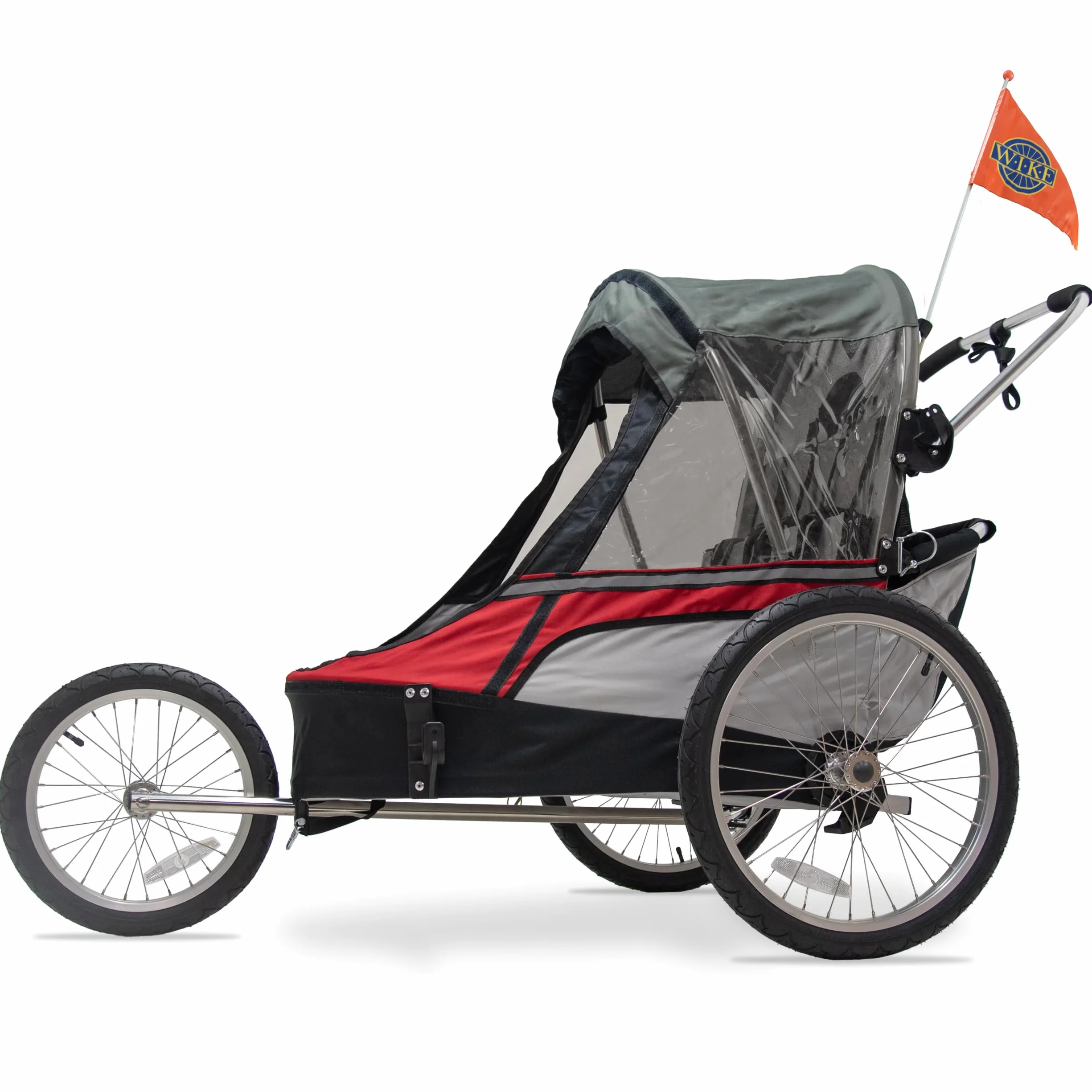 Wike Remorque Double Premium Orange Gris Promenade Jogging