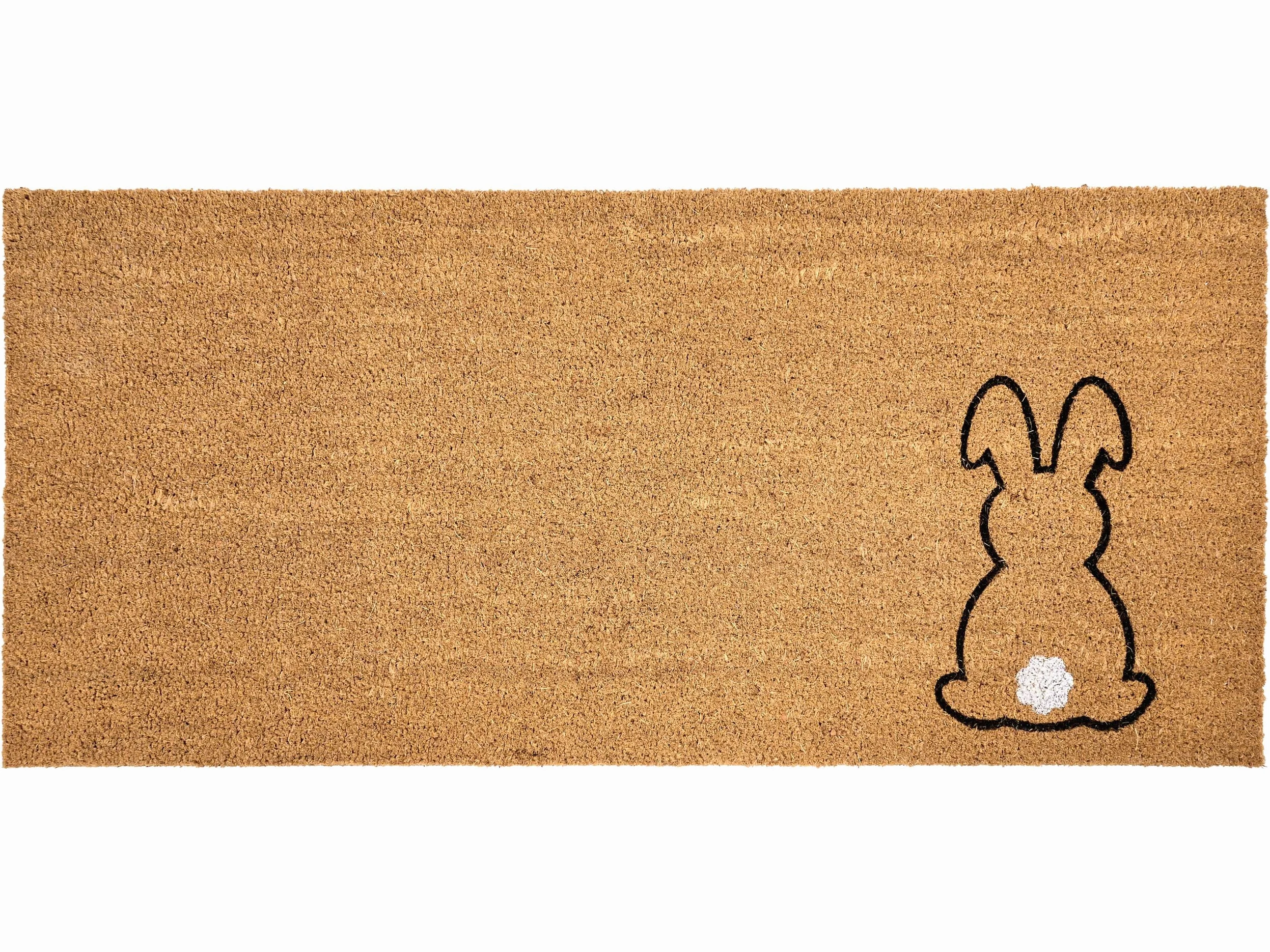 Beliani Paillasson en Fibre de Coco 55 x 120 cm Antidérapant Dessous en PVC Motif Lapin Naturel Lingayen