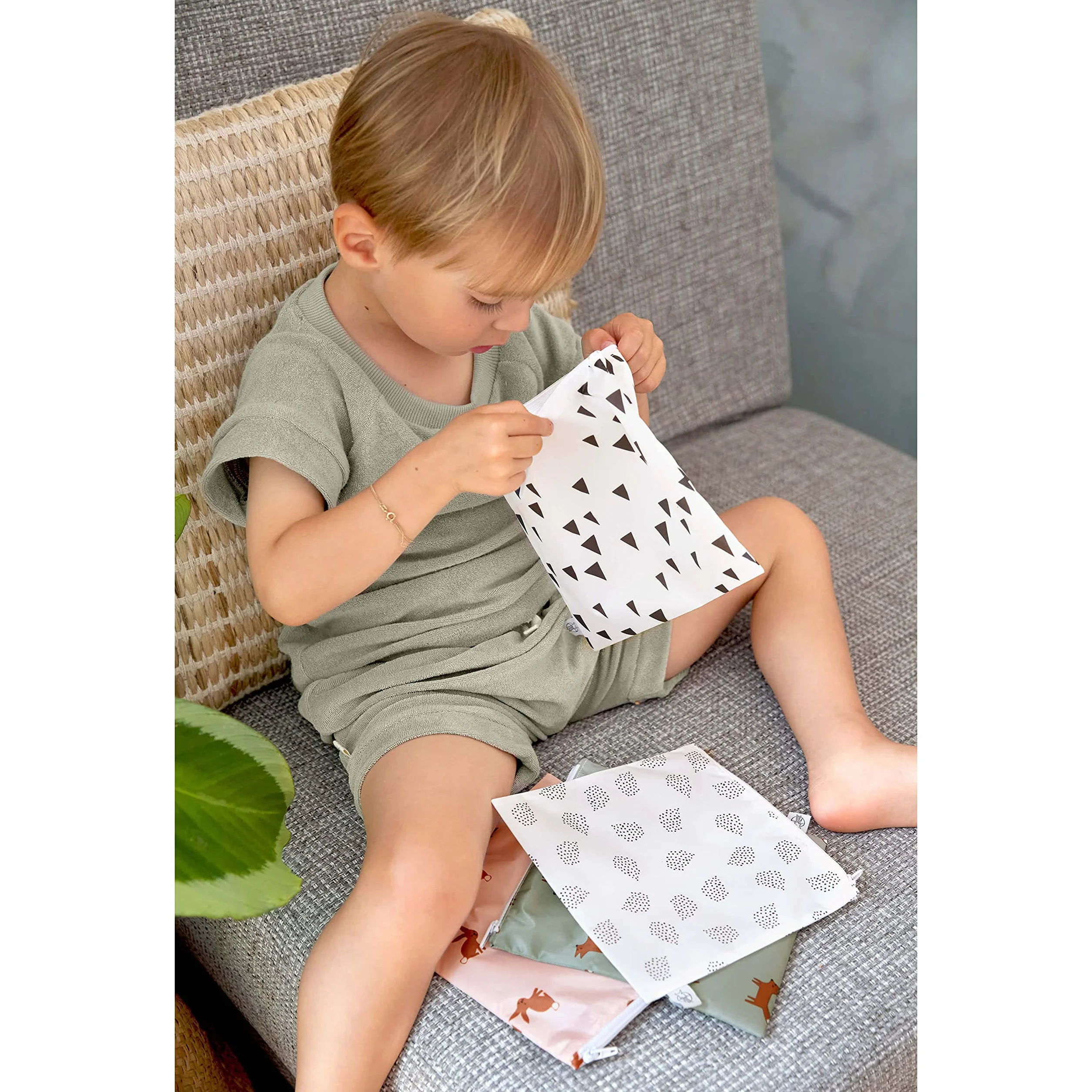 LÄSSIG Lot de 2 Sacs de Nez réutilisables Wet Bag Little Forest Fox