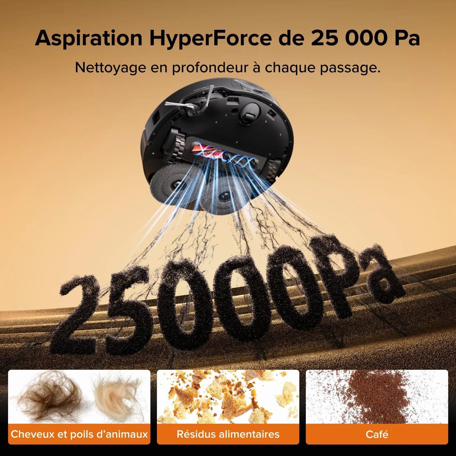 Roborock Qrevo Edge 2 Set Robot Aspirateur Laveur 25000 Pa Lavage Serpillières Eau Chaude 80°C Noir