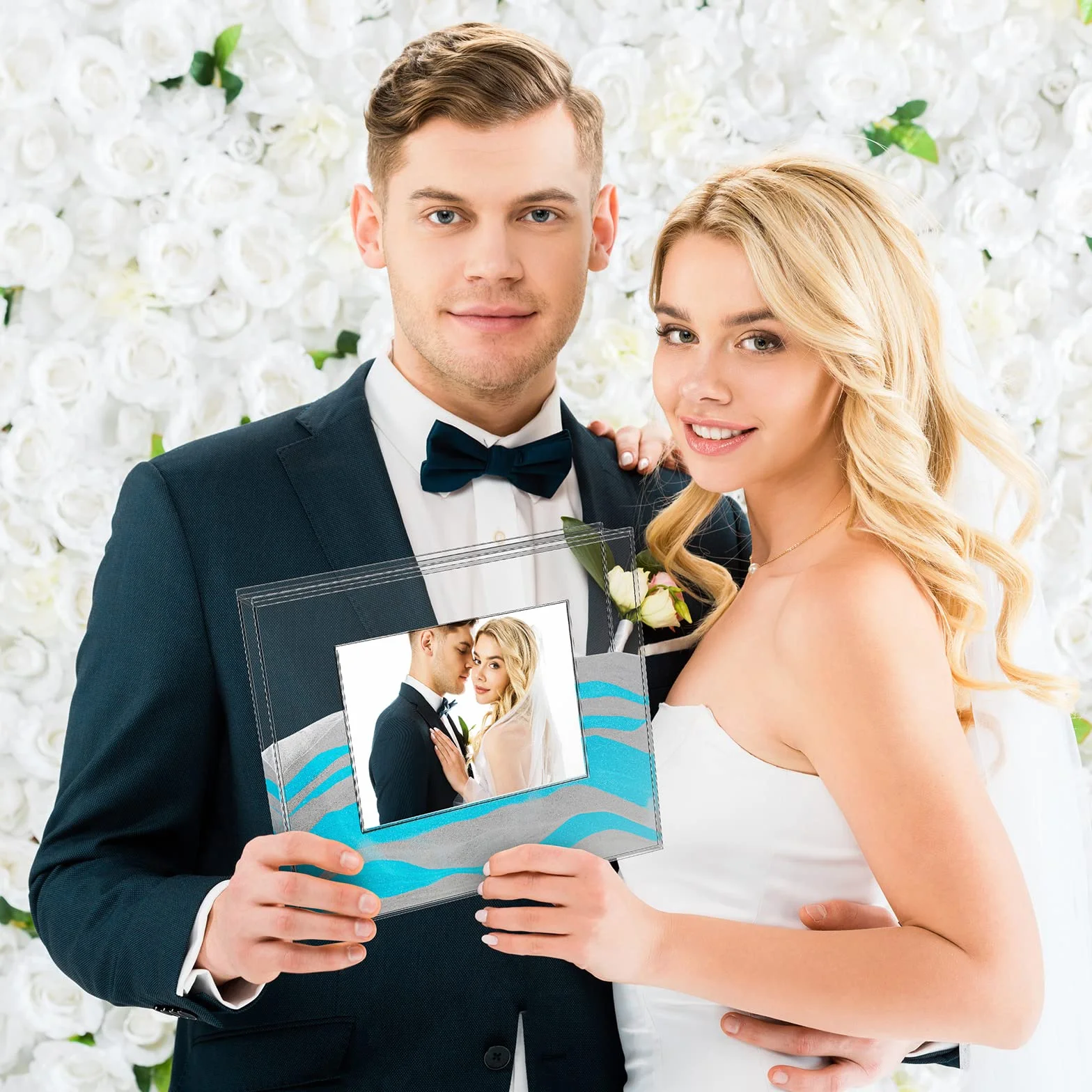 Cadre photo acrylique transparent pour décoration de mariage et intérieur, style classique