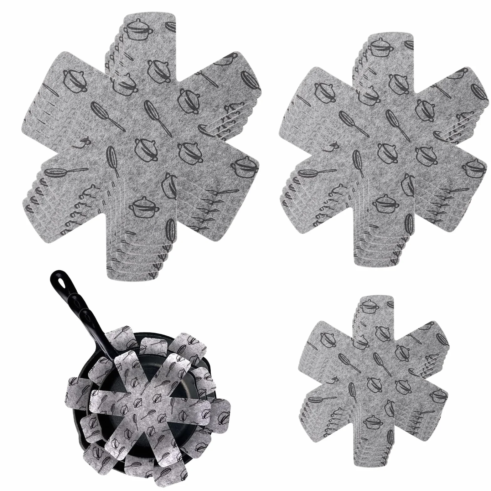Protege Poele Feutrine 15 Pièces 38/35/26 cm Gris Protection Poêle