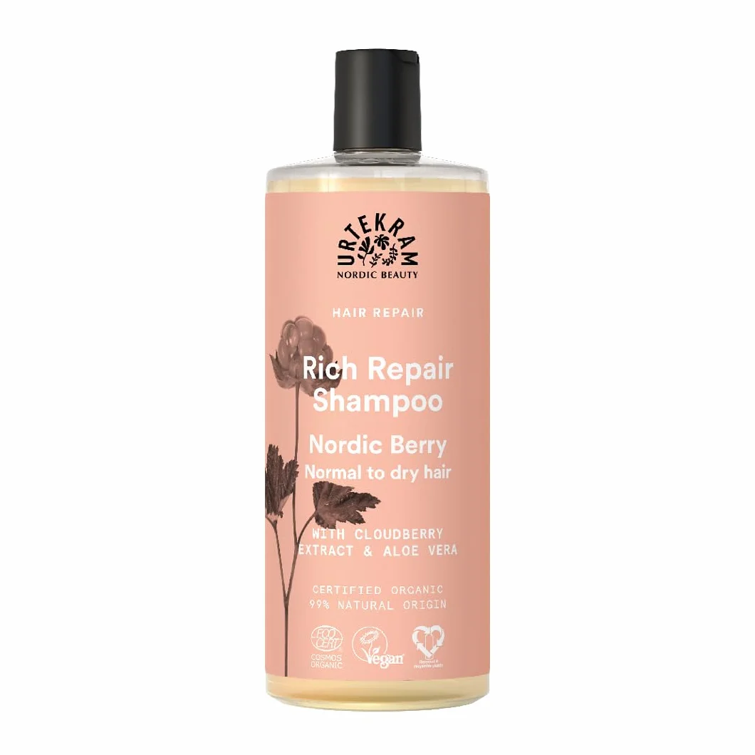 Urtekram Nordic Berry Shampoo Hydratant Réparateur Aloe Vera Mûre Arctique Cheveux Normaux à Secs 500 ml