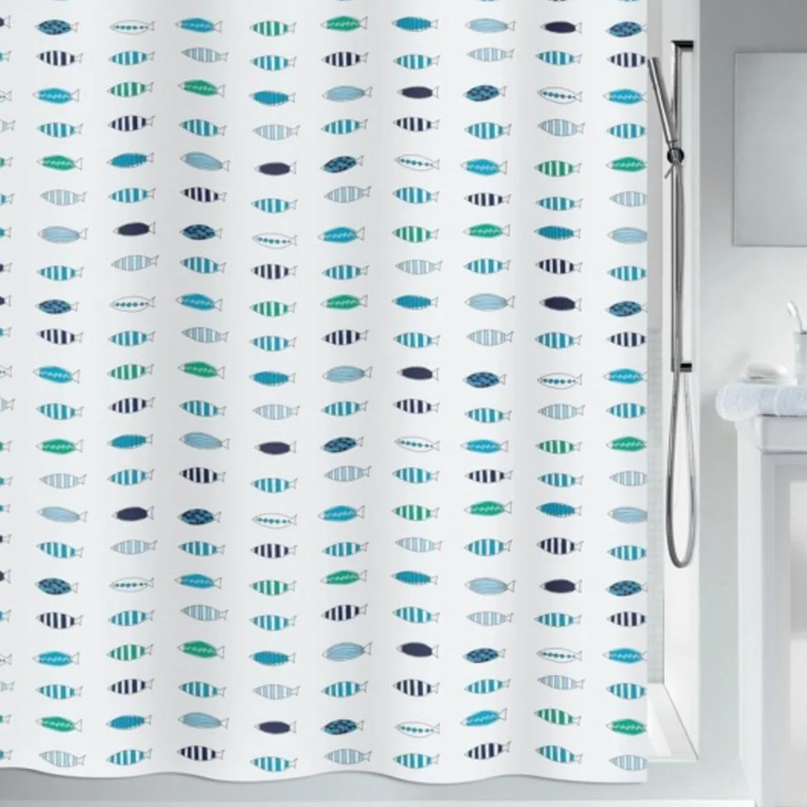 Spirella Rideau de Douche Polyester SANTARINA 240x180cm Bleu