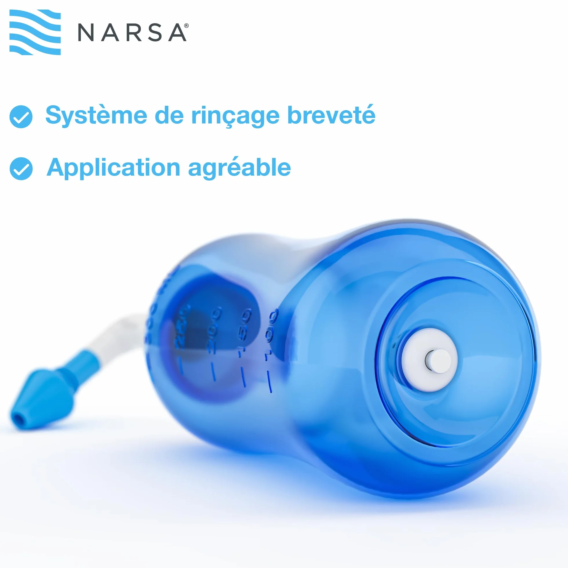 NARSA Douche nasale avec 30 sachets de sel de rinçage nasal pour soulager la congestion et les allergies