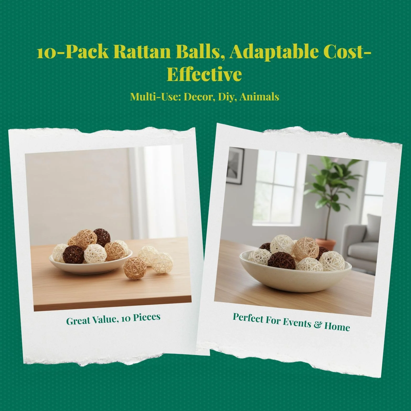 Boules décoratives en rotin, 10 pièces, décoration de la Maison, 12 cm