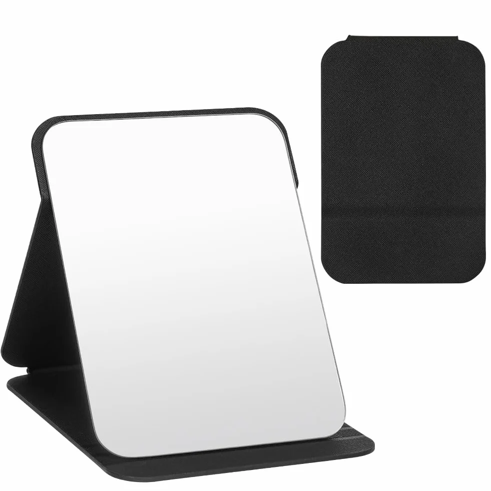 Miroir de Maquillage Portable Table Pliable Super HD Multi Angle Cuir PU 26x18cm