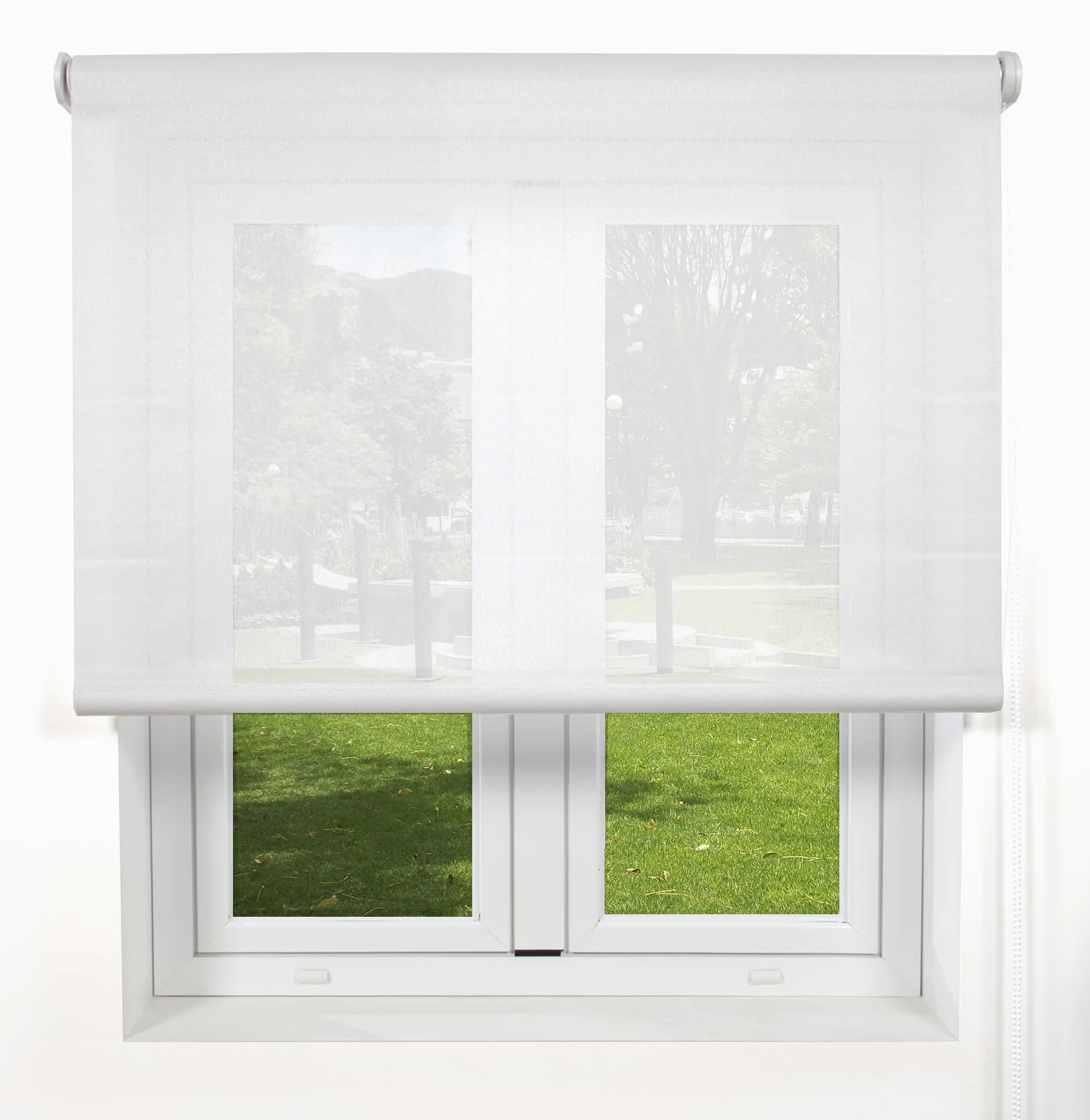 Blindecor Belmont Store Enrouleur Tissu translucide Blanc 190 x 180 cm