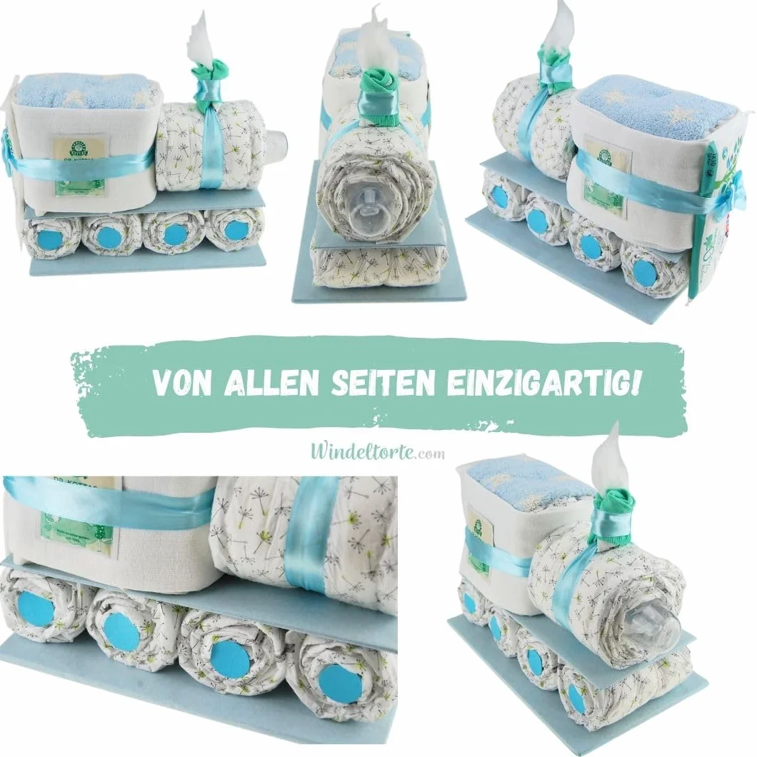 Lillydoo Couches pour garçon Bleu 29 couches Windeltorte fait à la main Cadeau de naissance