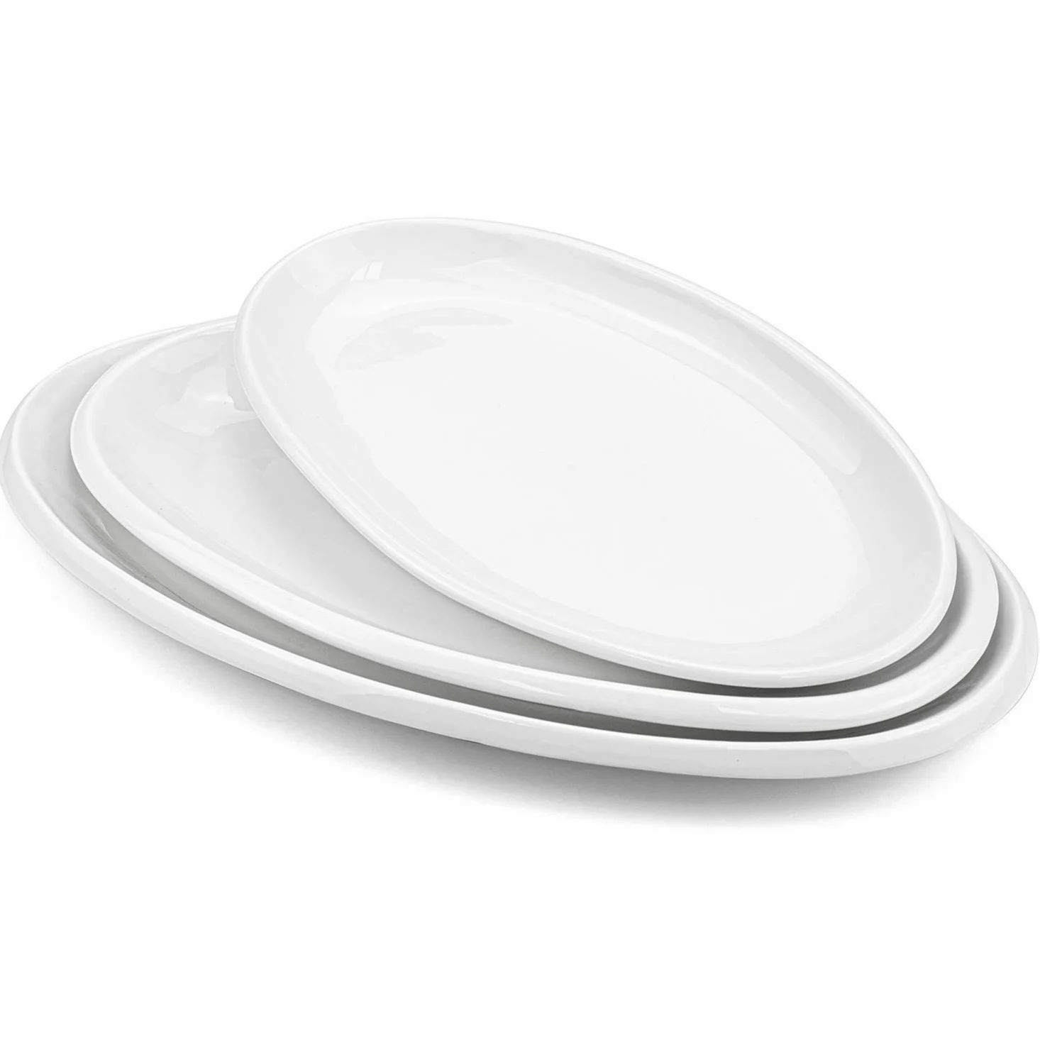 Foraineam Lot de 3 plateaux de service ovales en porcelaine pour fête, dessert, sushi, poisson