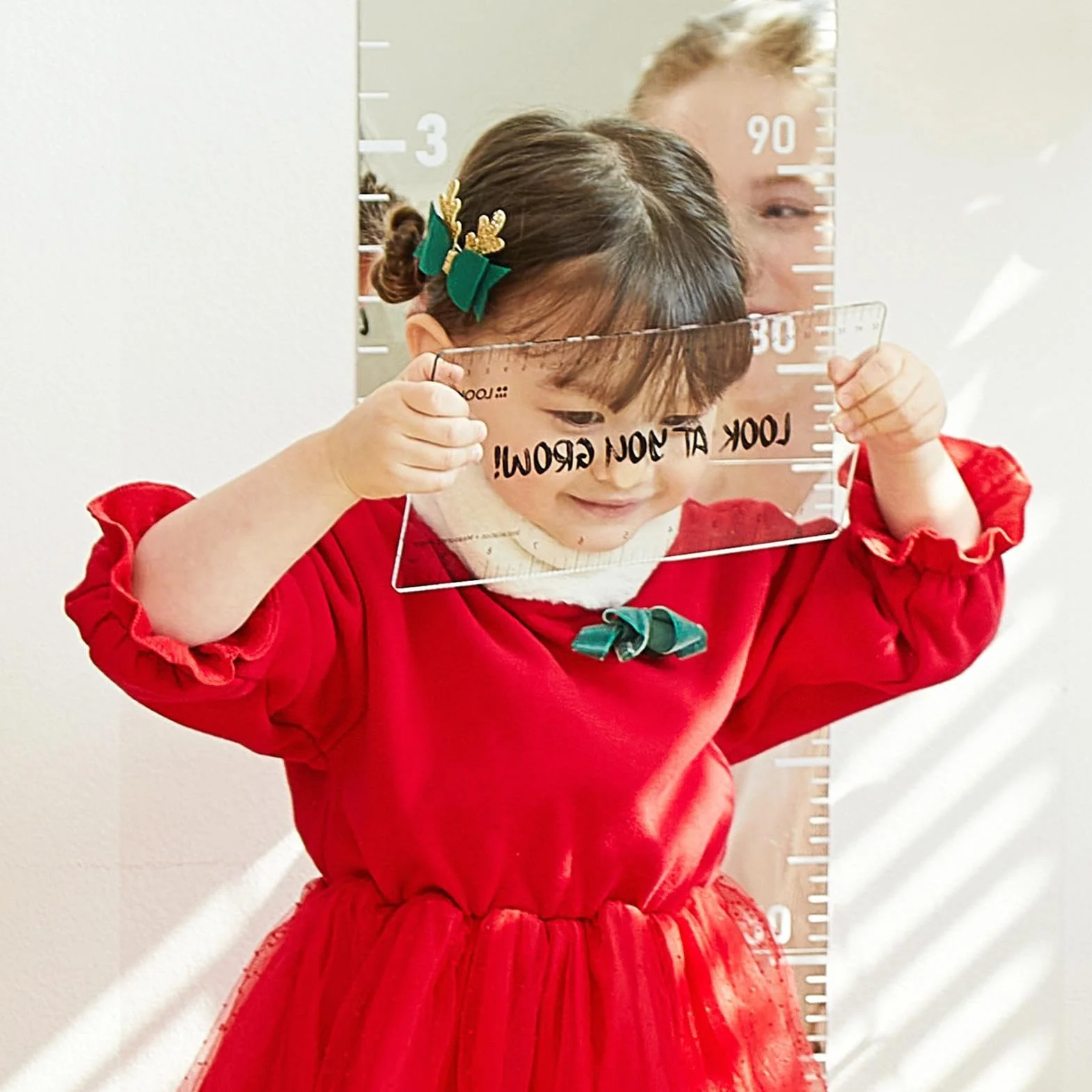 Toise Murale Enfant Acrylique Miroir Courbe Croissance Bébé Pliable Incassable