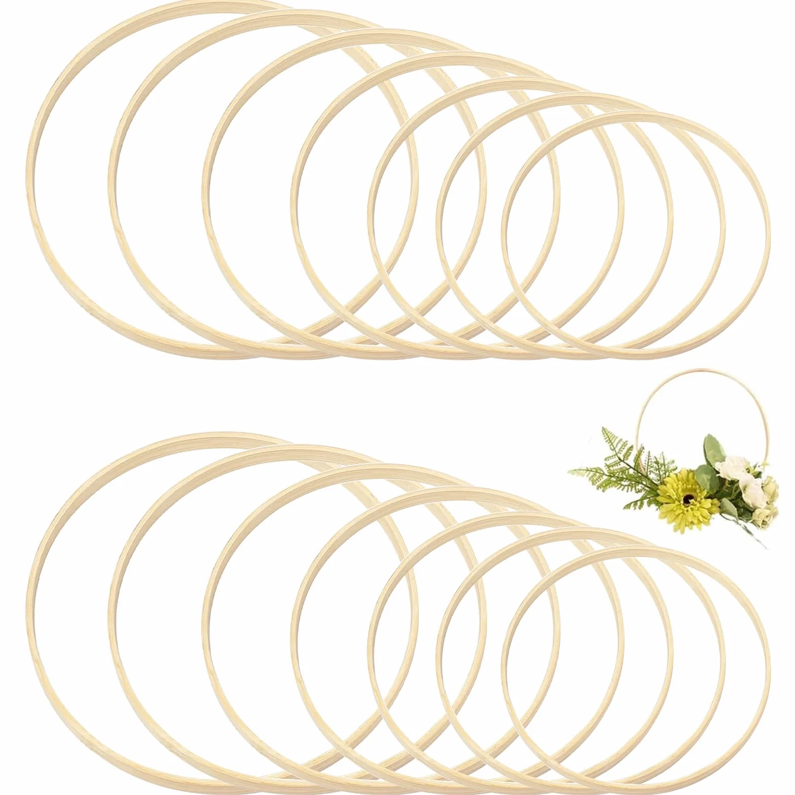 Anneaux en Bambou 14 pièces 16-22 cm pour Couronne de Mariage et Artisanat Mural