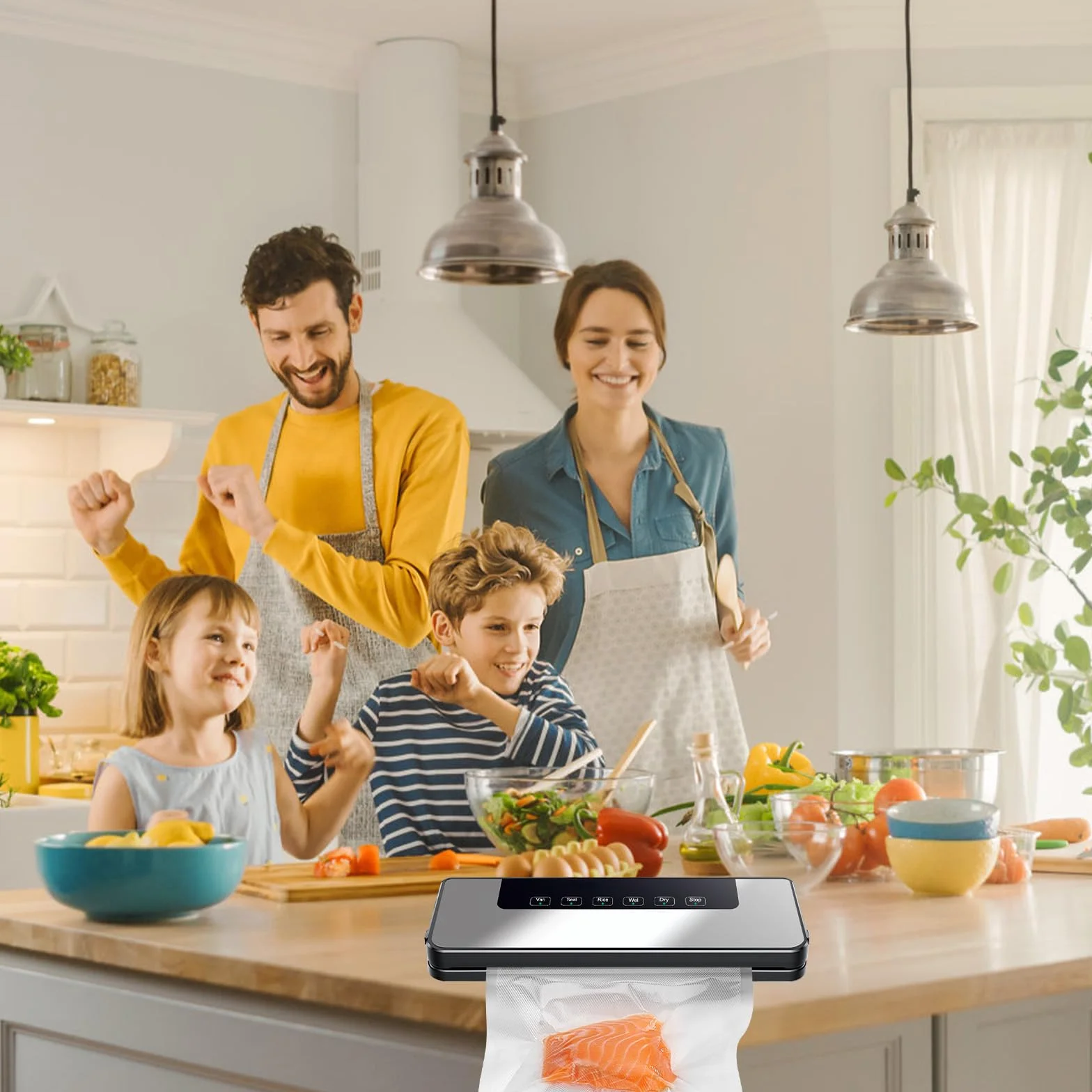 Machine de Mise sous Vide Professionnelle 85kPa, Scelleuse Automatique 4 Modes 700g Compacte, 50 Sacs Inclus