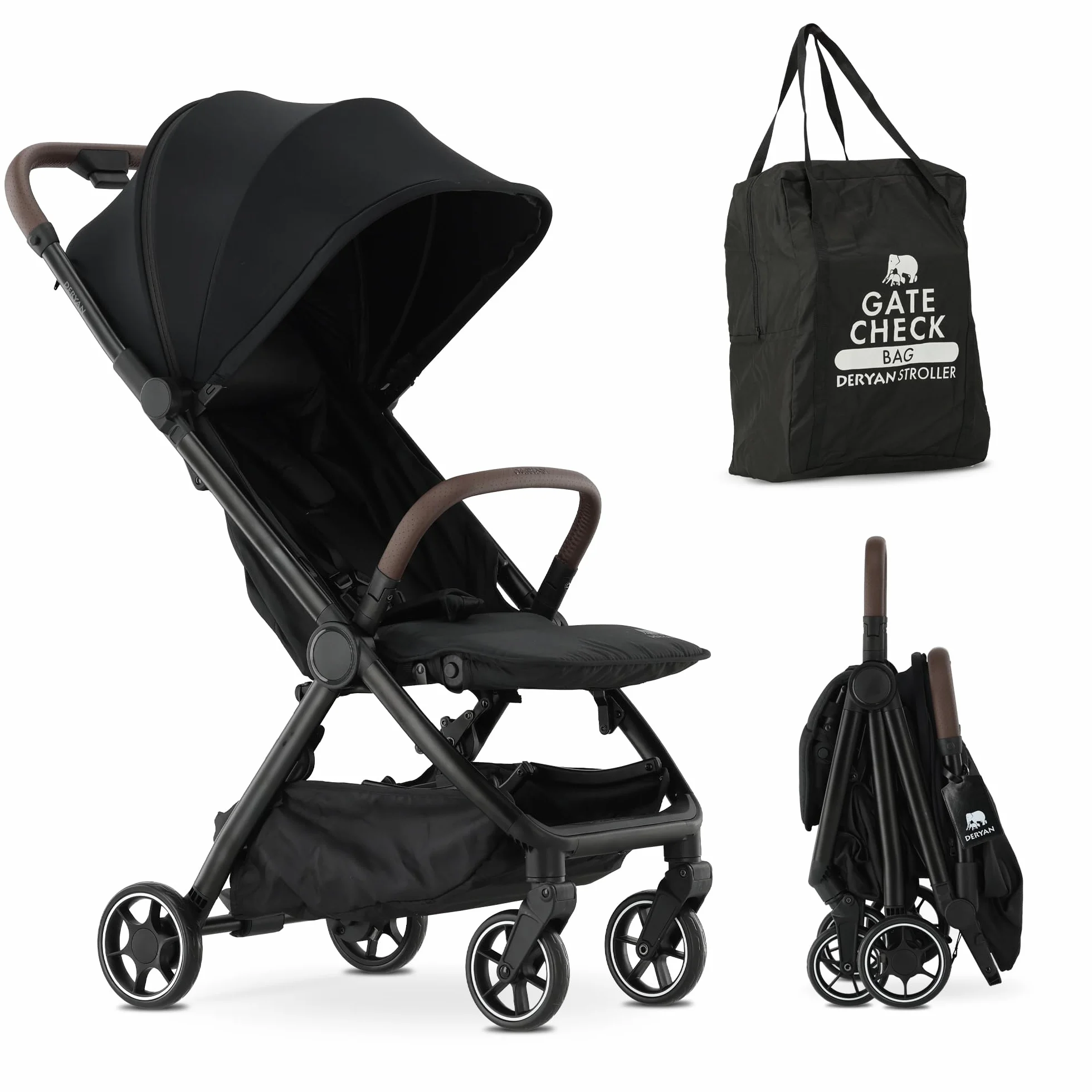 Deryan Air Travel Buggy Pliable Pour Avion Ultra Légère 8 kg UPF 50+ Noir
