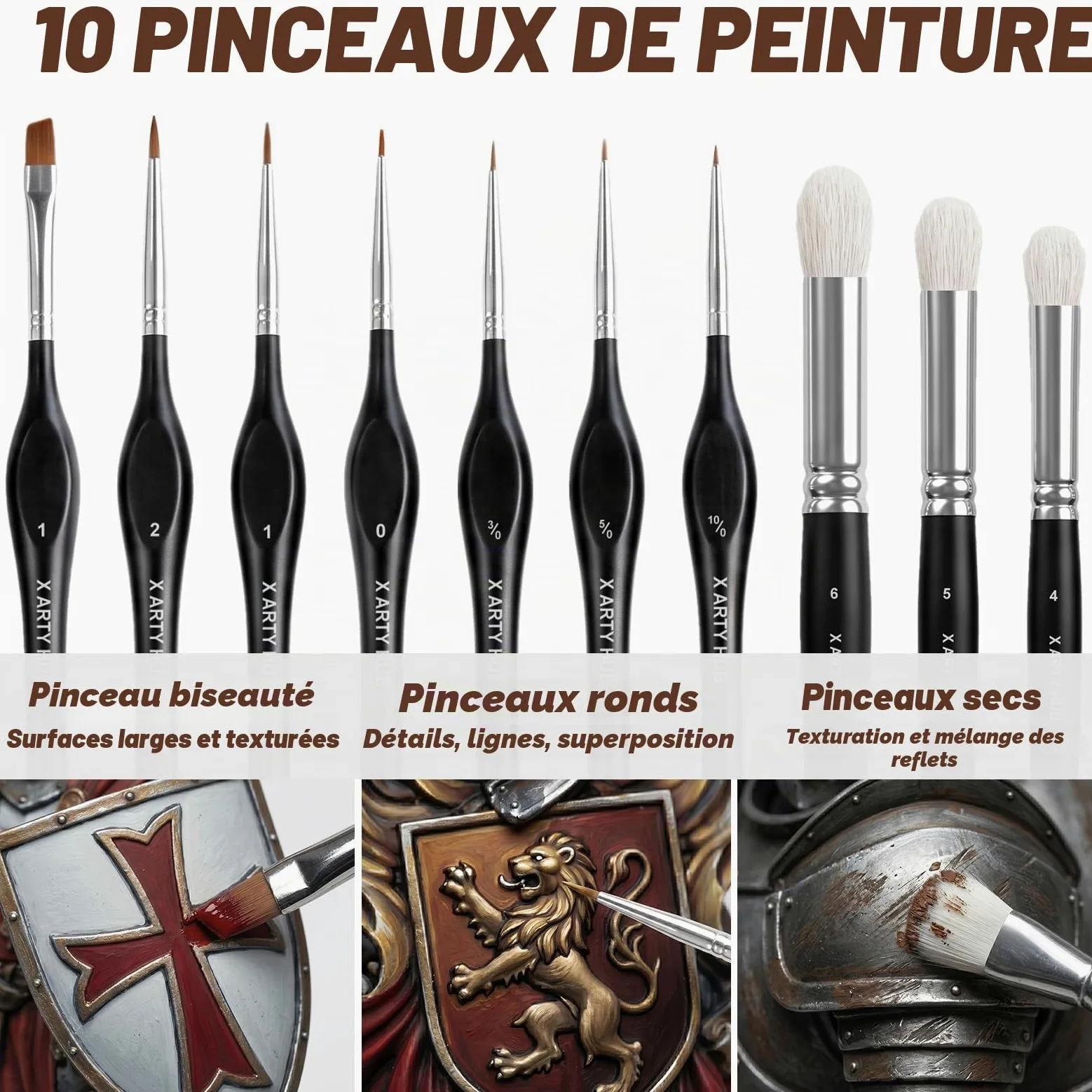 Kit de Peinture pour Maquettes avec Apprêts, Diluant et Pinceaux | 20 Peintures Acryliques, 3 Apprêts, 1 Diluant et 10 Pinceaux, Pinceau et Aérographe, pour Figurines, Miniatures & Modèles