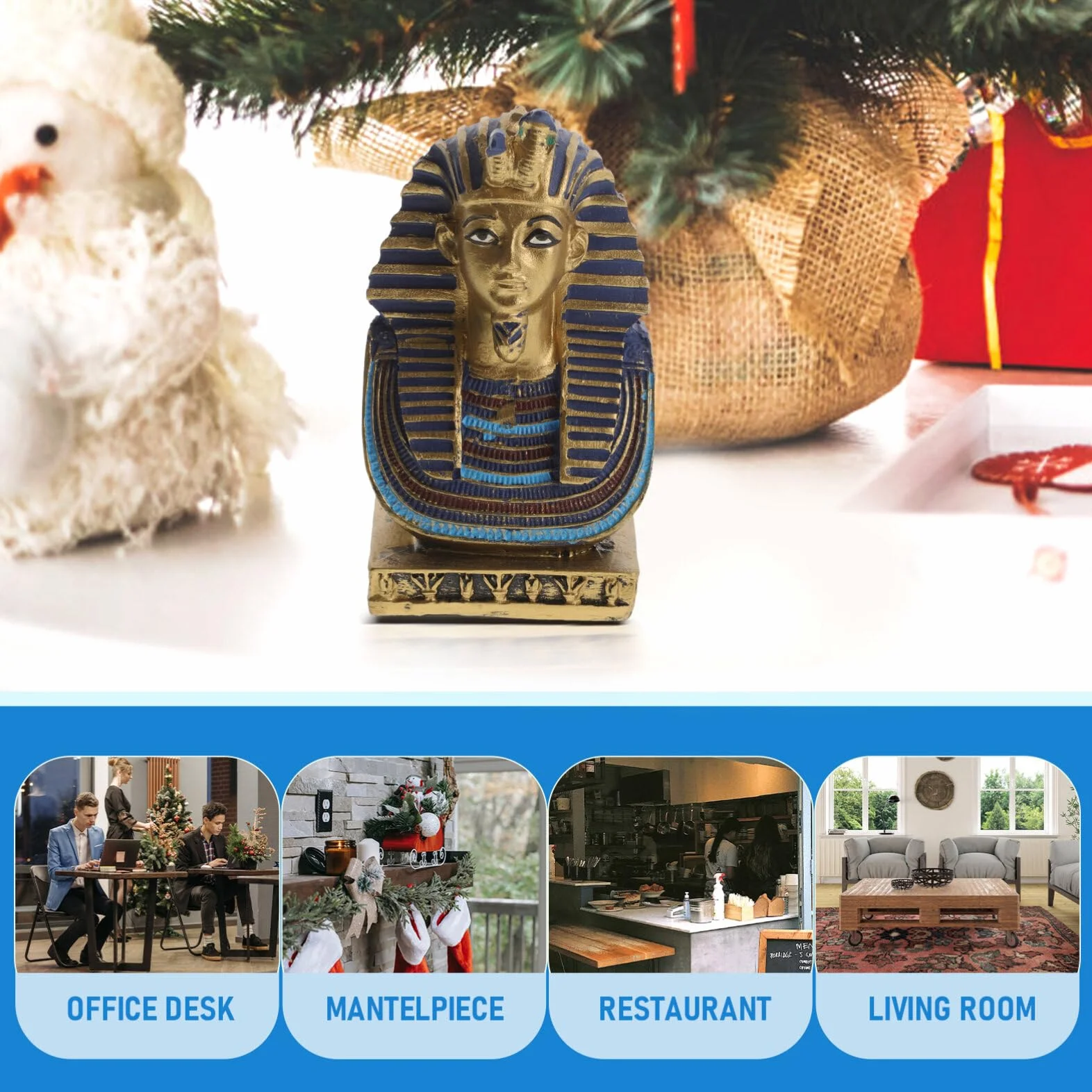 CLISPEED Statue de Pharaon Égyptien en Résine Décorative Figurine Buste Ancien Roi