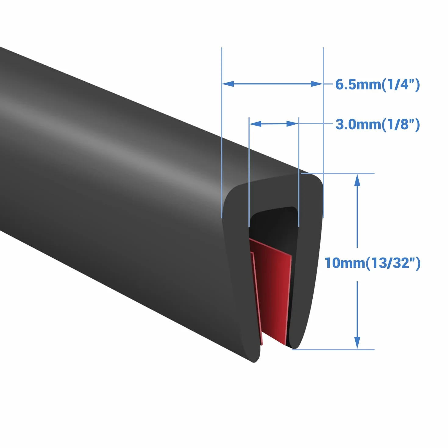 Bordure en Caoutchouc Protection de Bord Flexible autocollante en U pour Vitres Rétroviseurs Portes de Camion Taille 3 mm