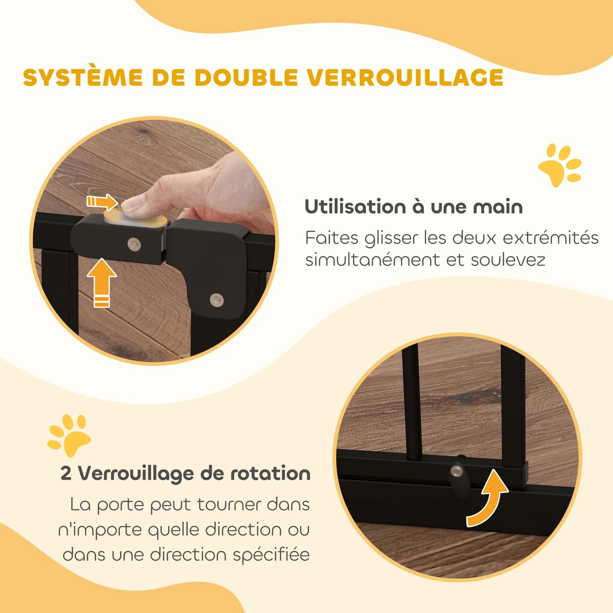 PawHut Barrière de sécurité Chien extensible 75-95 x 76 cm Acier ABS Noir