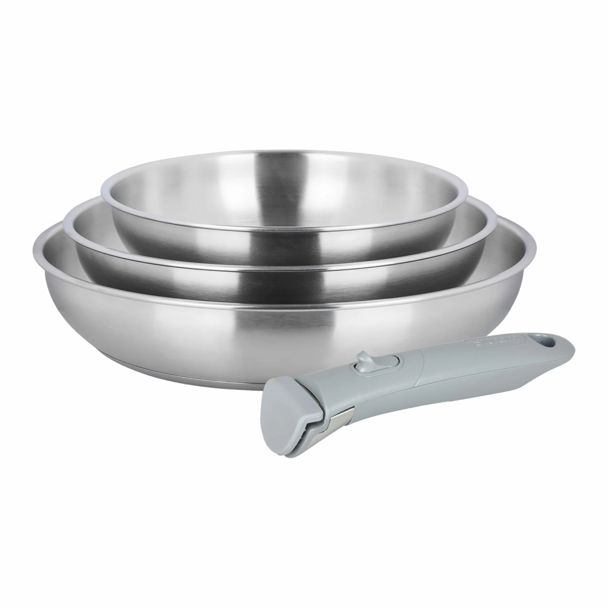 Sitram ARPEGE Lot de 3 Poêles Acier Inoxydable Ø 20,24,28 cm Tous feux Induction