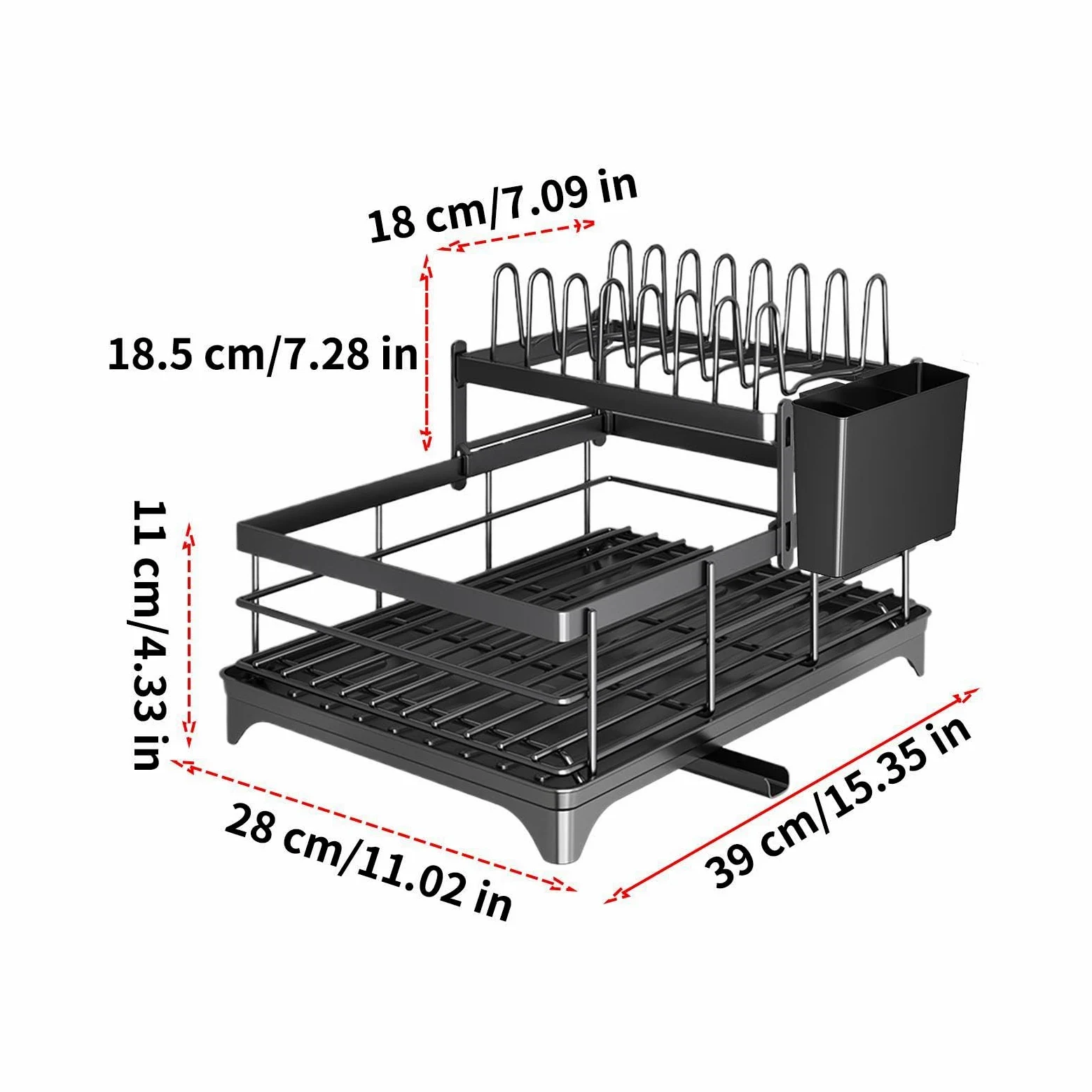 Égouttoir À Vaisselle Égouttoir 2 Niveaux Antirouille à Couvercles | Égouttoir Compact Pour Cuisine, Maison, Restaurant, Camping-car, Appartement, Hôtel, Camping, Pique-nique
