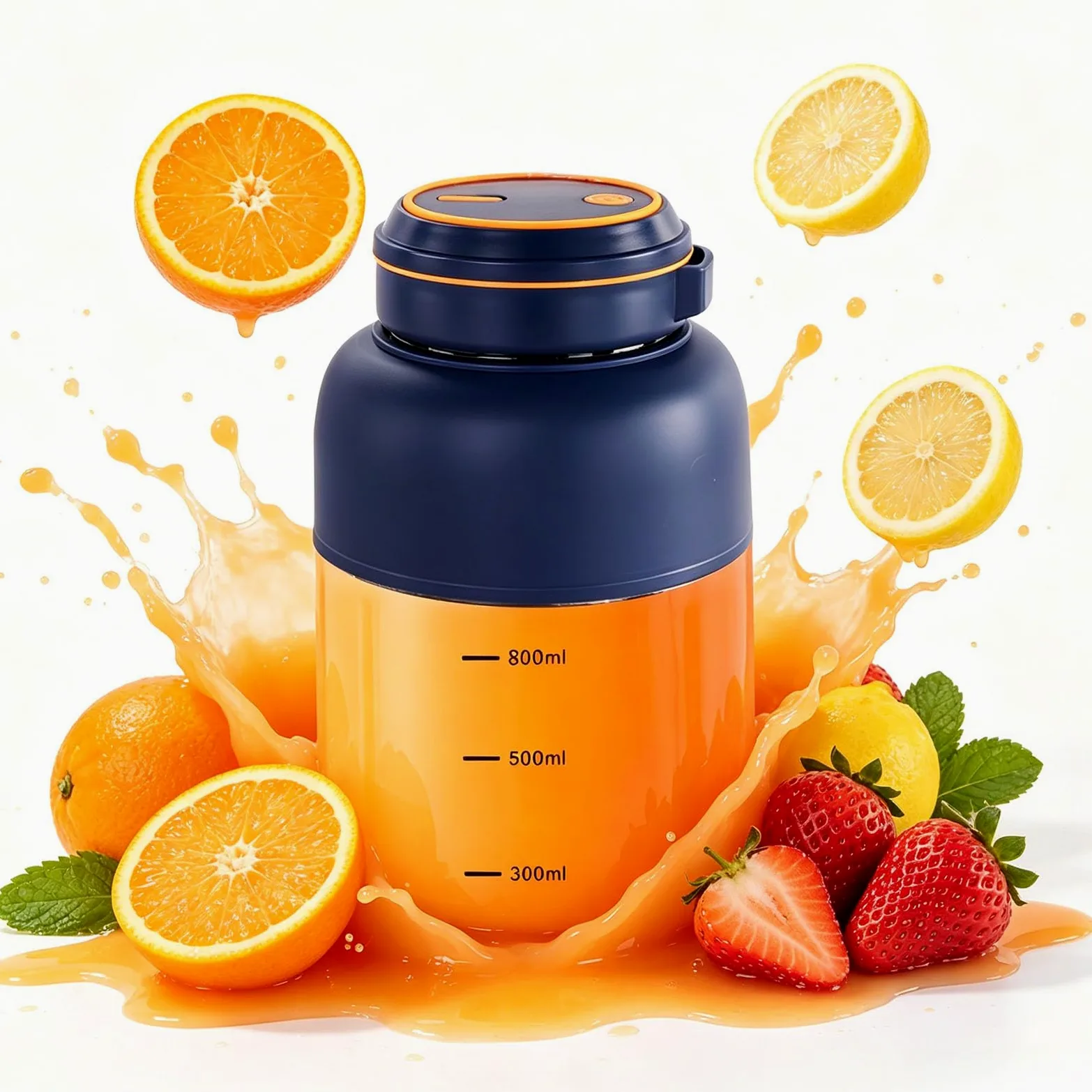Portable Wireless Juicer Cup, 800ml USB Rechargeable Personal Blender for Smoothies, Shakes & Fresh Fruit Drinks, Travel & Gym Friendly (Blue)