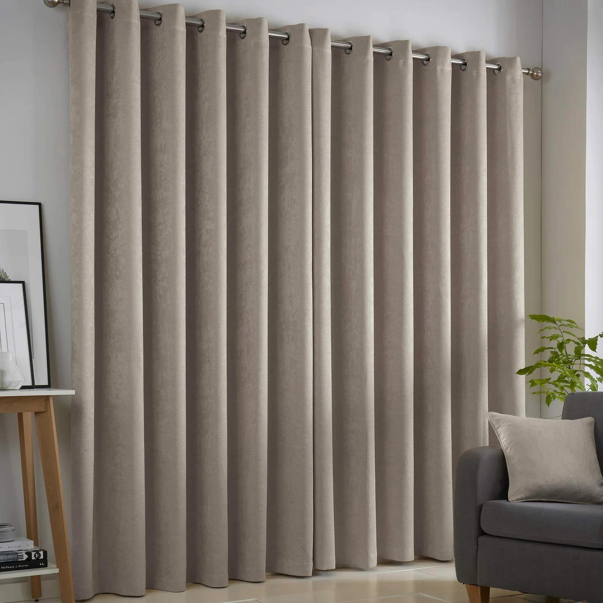 Fusion - Strata – Paire de Rideaux Occultants à œillets, 90" Width x 72" Drop (229 x 183cm), naturel