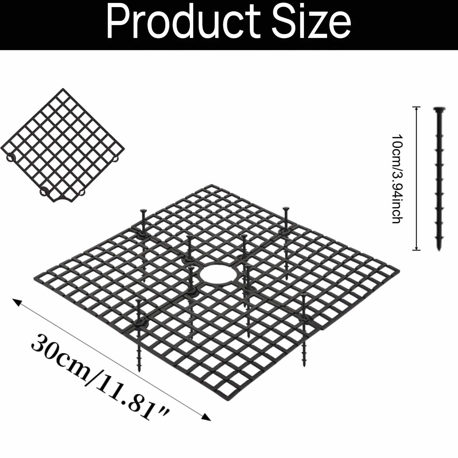 Grille de Protection pour Pot de Fleurs Rond 30 cm Noire Découpable
