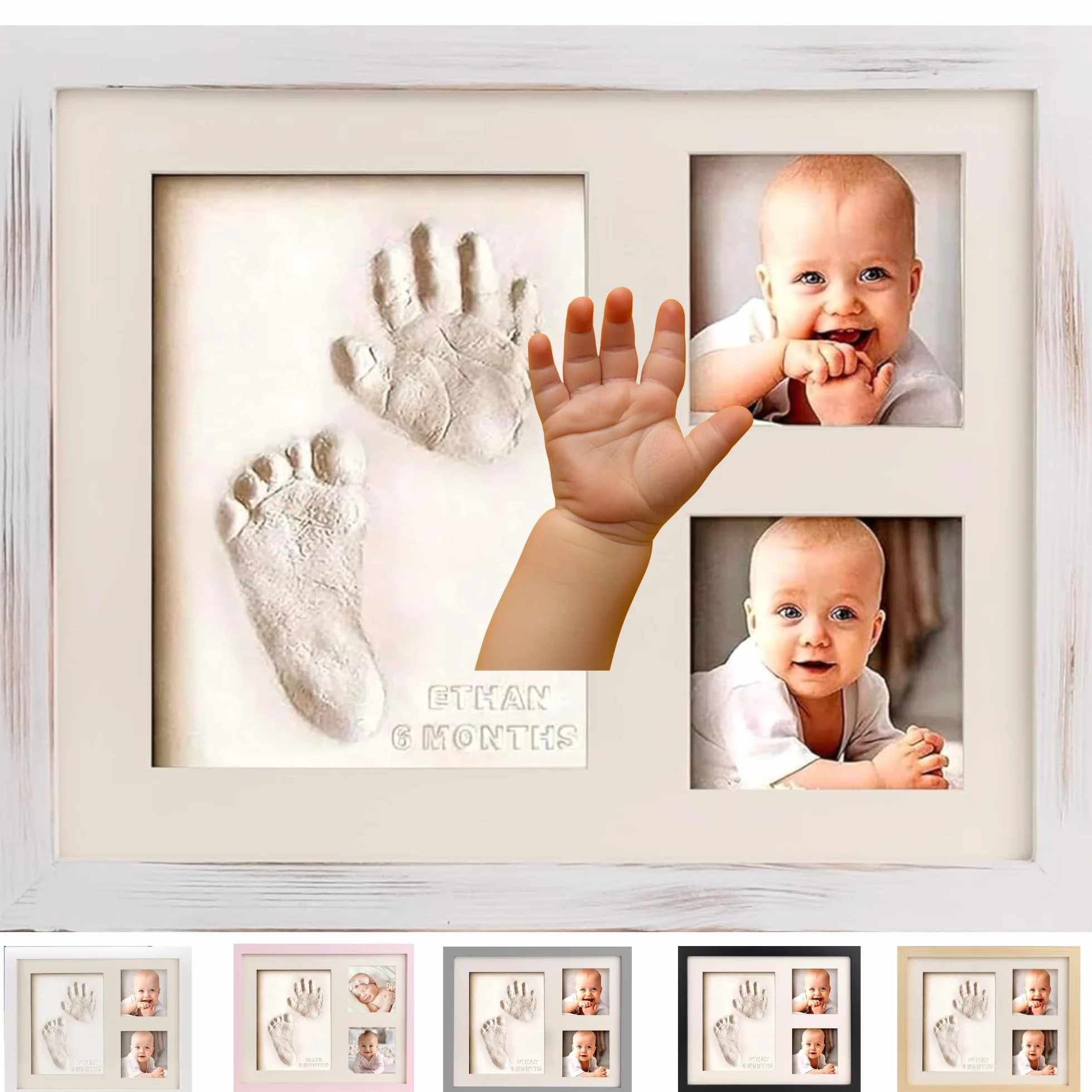 Bubzi Co Empreint Bébé Cadeau Bebe Garcon Platre Bebe, Argile Blanche Non Toxique, Souvenir Personnalisé Pour Décoration Chambre Bébé