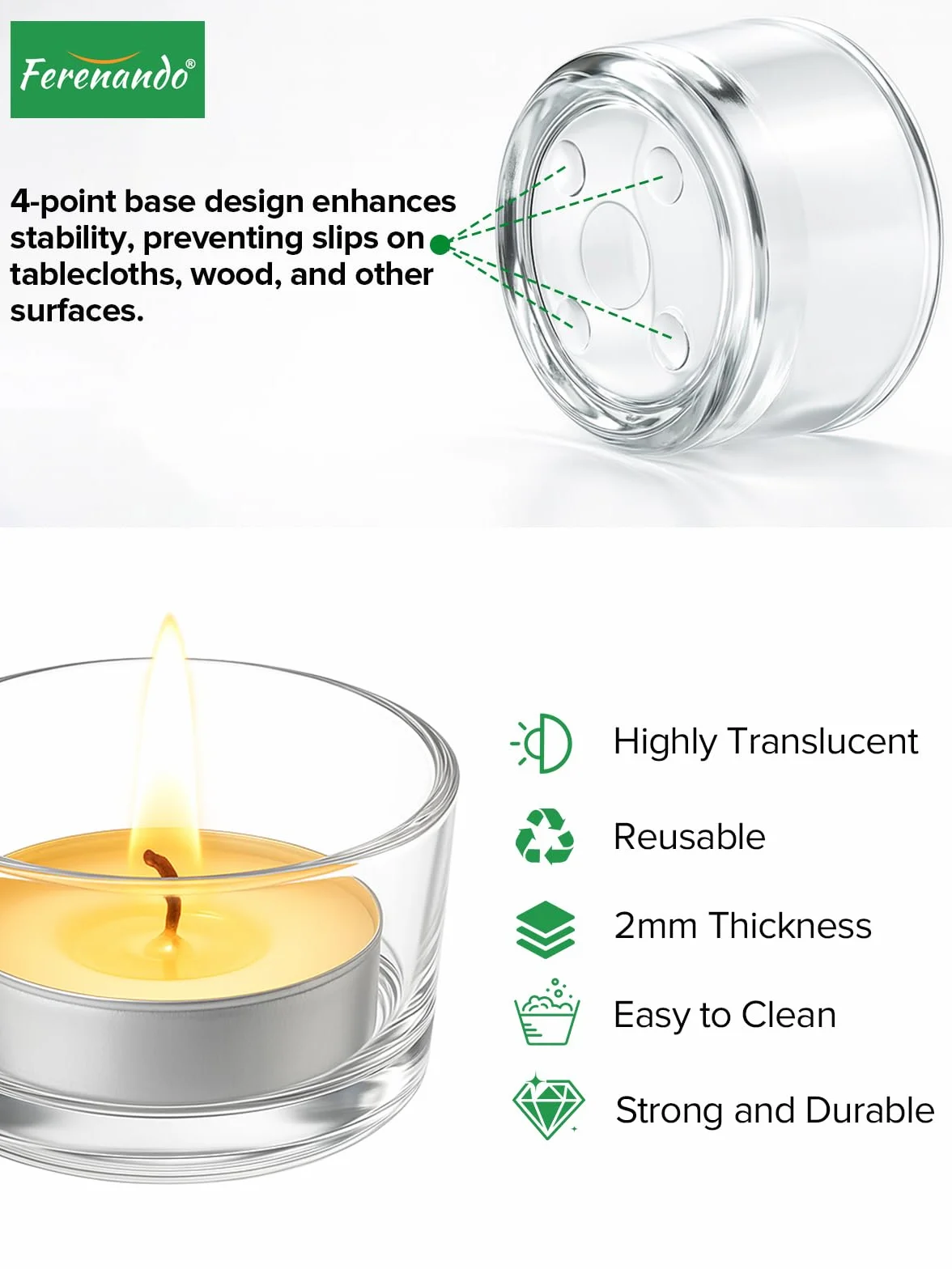 Lot de 25 Photophore Verre Transparent avec Éteignoir Ø4,5 x H2,5 cm pour Mariages Fête Décoration