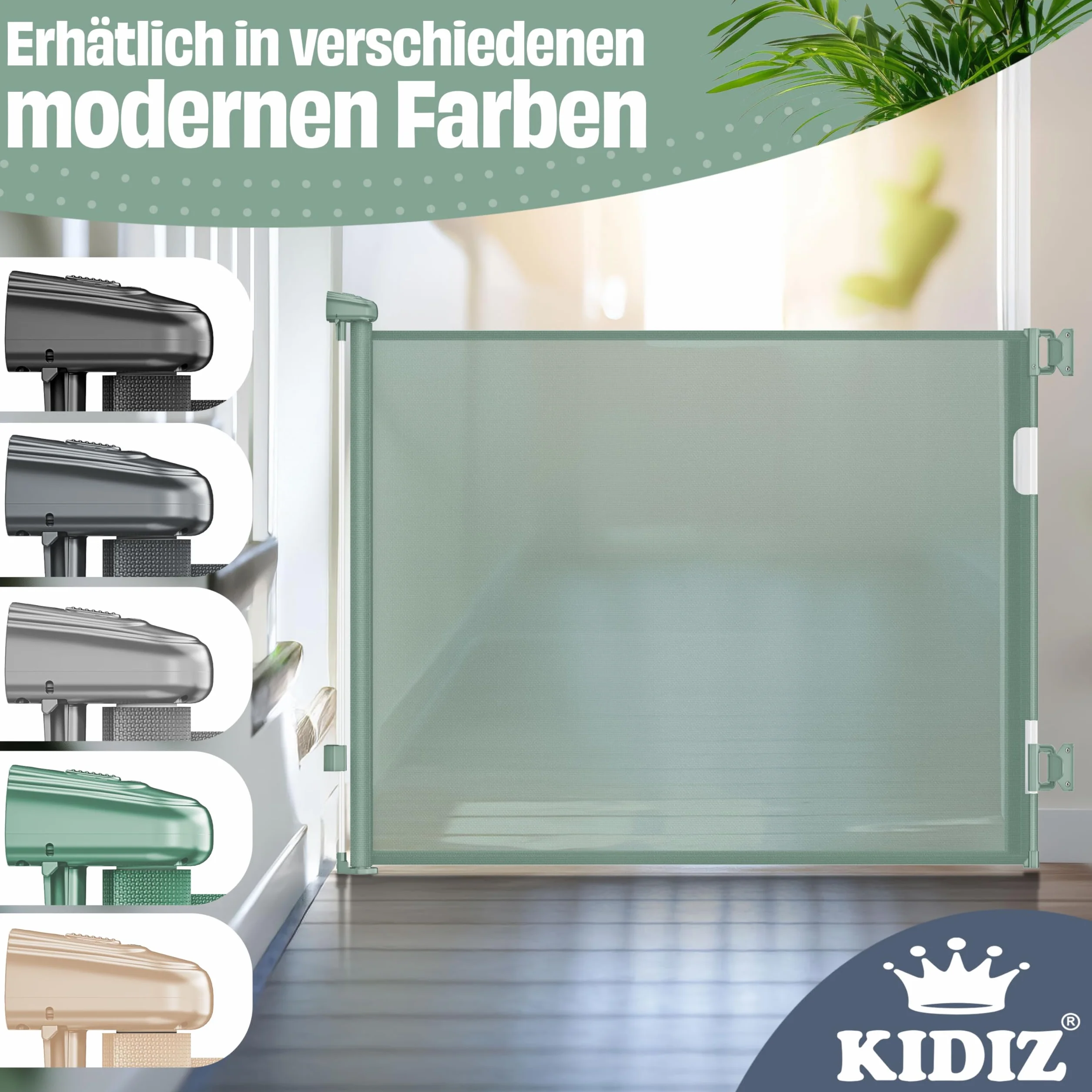 KIDIZ® Barrière de protection d'escalier extensible 0-180 cm - Sécurité enfant bébés animaux - Grille protection escaliers portes avec ancrage sol