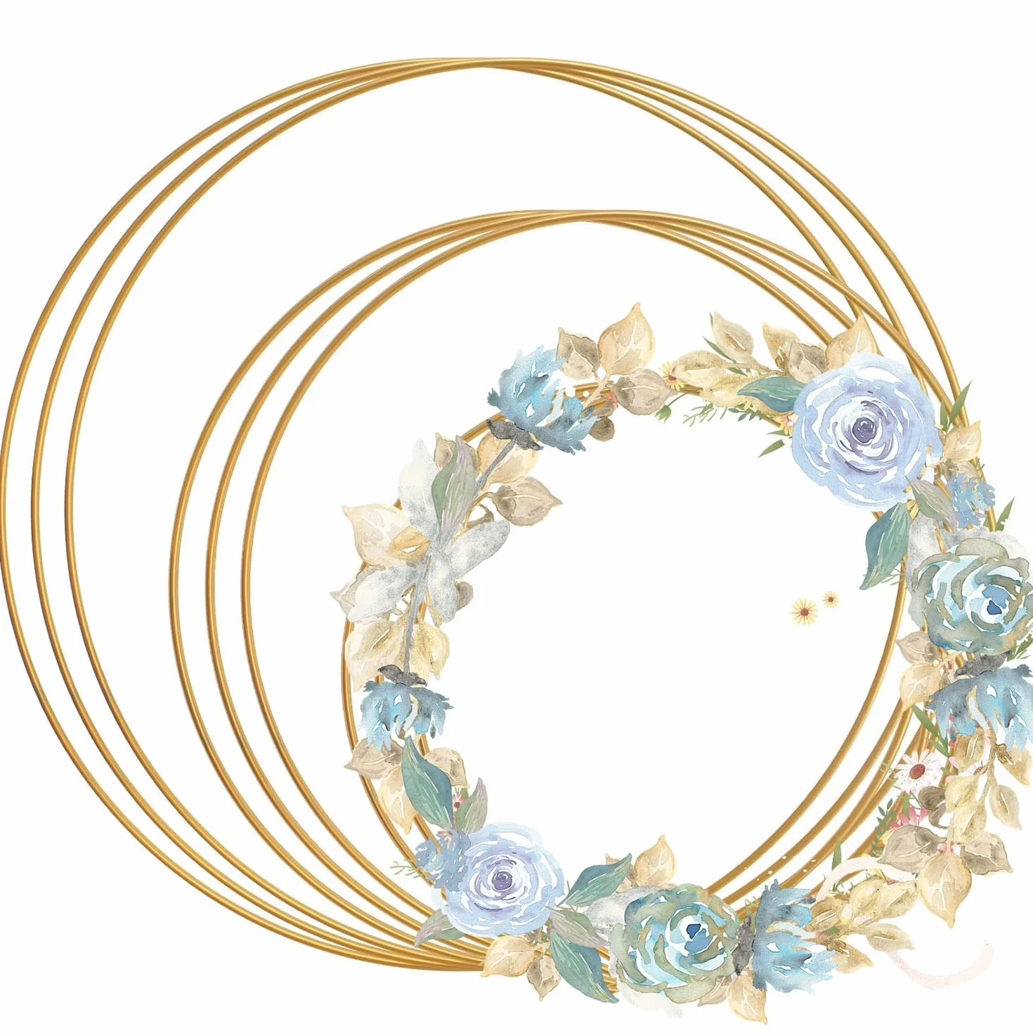 Cercle Metal Attrape Rêve Anneau 20cm 25cm 30cm Bricolage Couronne Floral Doré