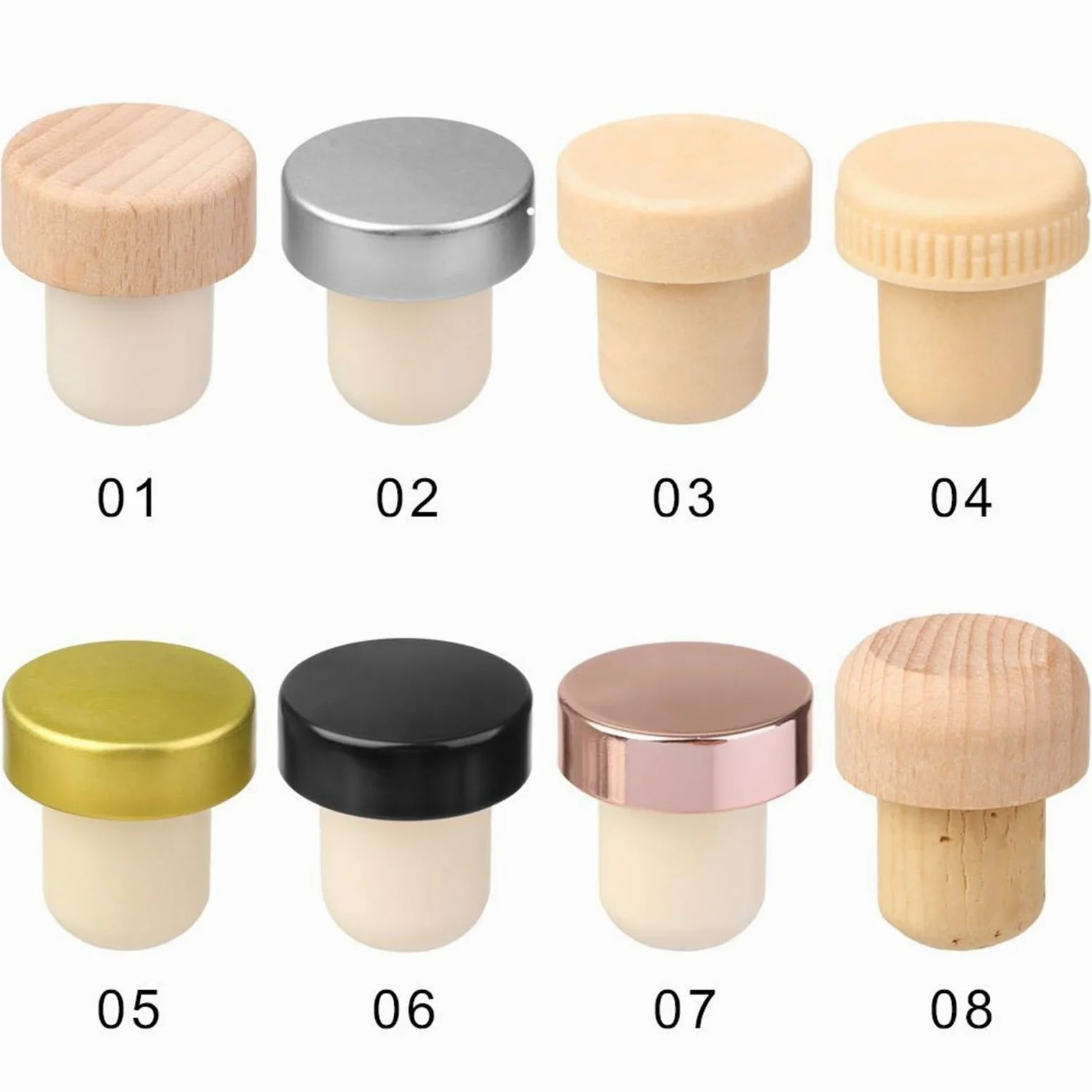 Bouchons en forme de T 50pcs vin Champagne bouchon bouteille caoutchouc couverture fournitures barre cuisine d'étanchéité outil for bière Soda liège(Color3)