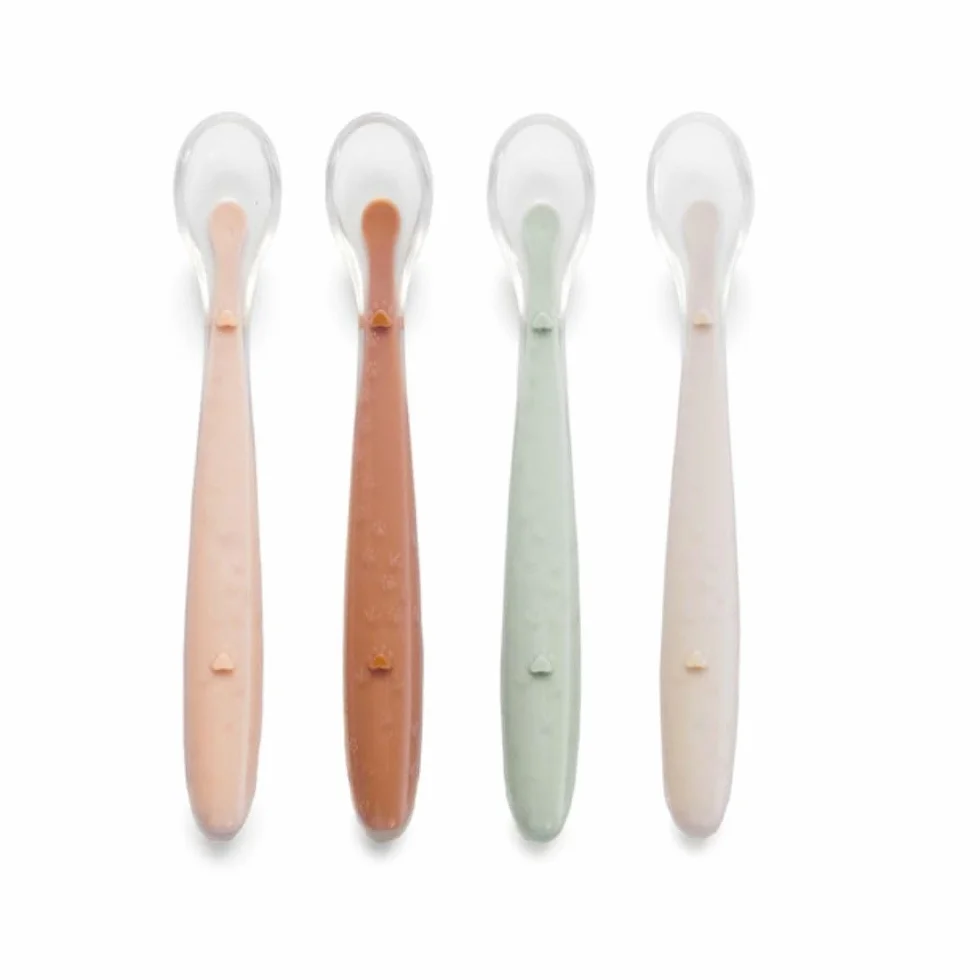 Jané Lot de 4 Cuillères en Silicone pour Bébé, Souple, Sans BPA, Colour Sunset