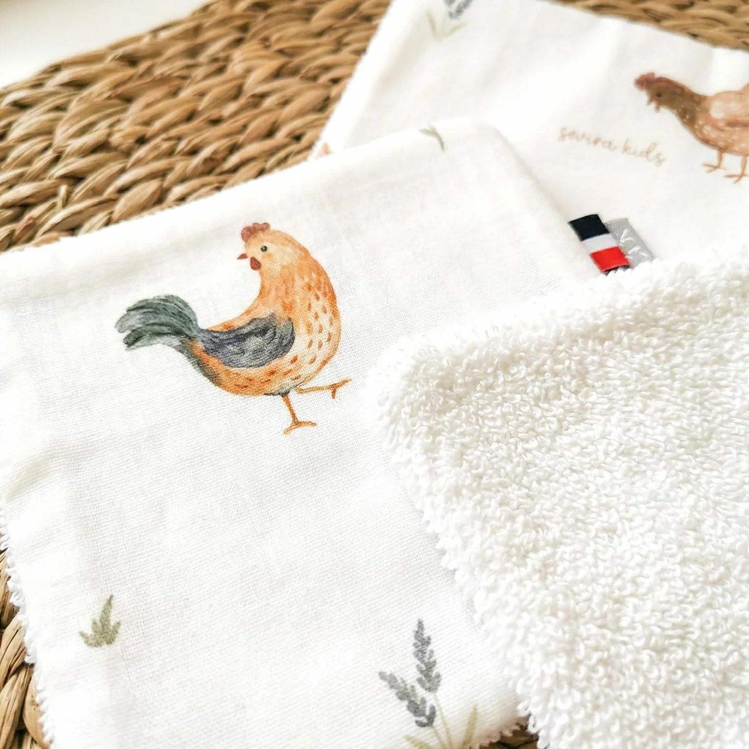 Lingettes bébé lavables 8 pièces 10x10 cm SEVIRA KIDS Made in France