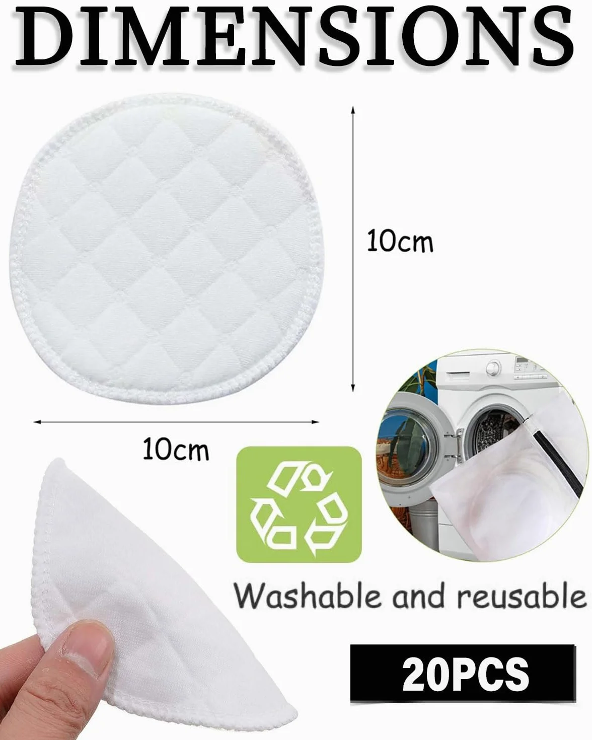 Coussinets d'allaitement en bambou biologique lavables 20 pièces antibactériens hypoallergéniques
