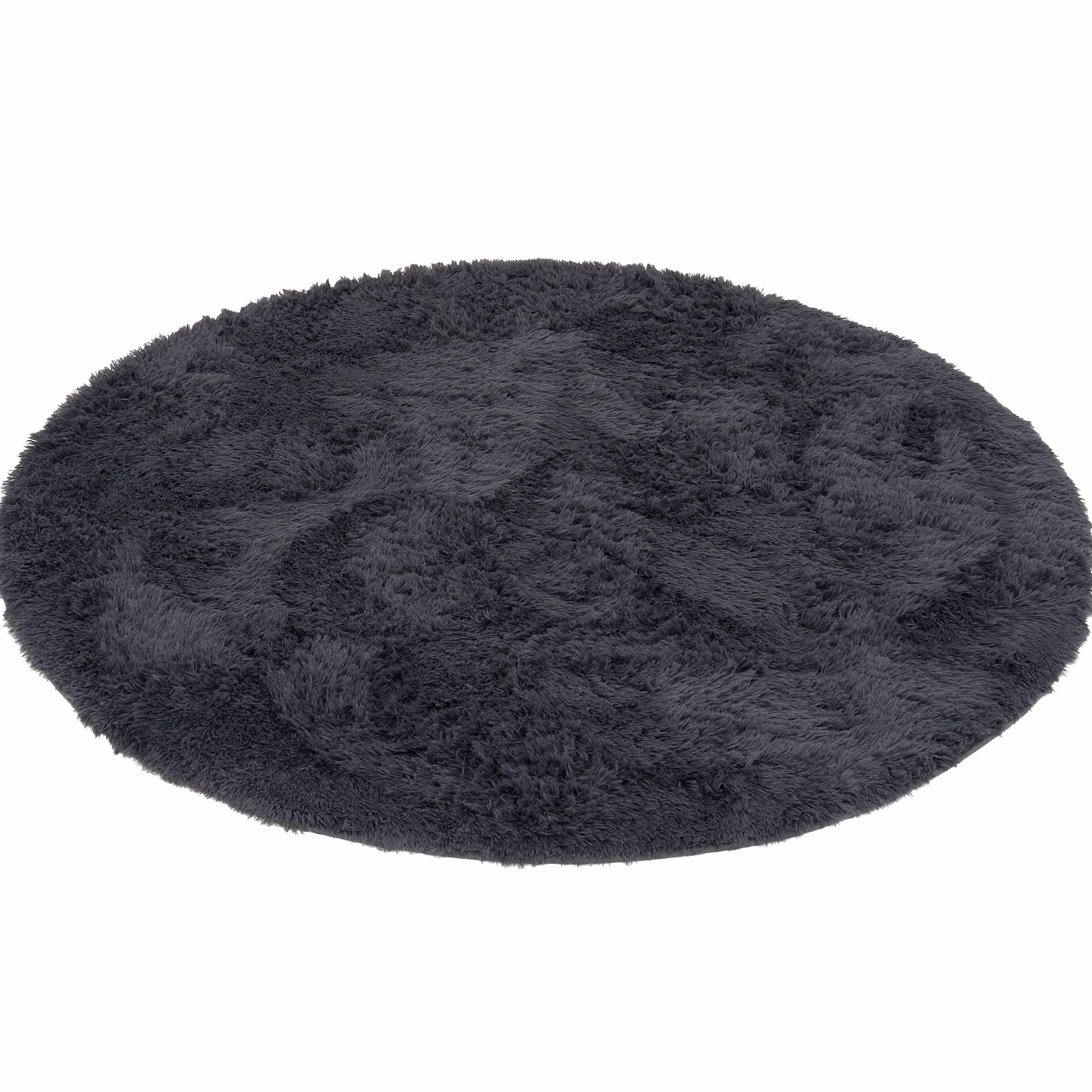 Pergamon Tapis Shaggy Fluffy Rond Anthracite – Tapis à Poils Longs Extra Doux, Tapis de Salon Moderne, Moelleux et Facile d’Entretien
