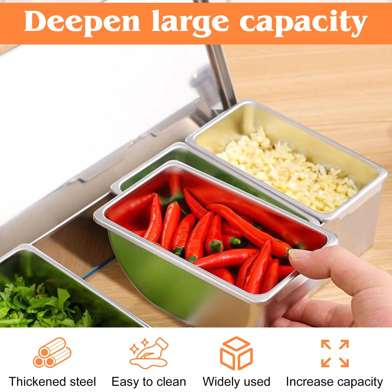 Récipient À Ingrédients Pour Pizza En Acier Inoxydable, Coffret D'assaisonnement 450 Ml 4 Compartiments