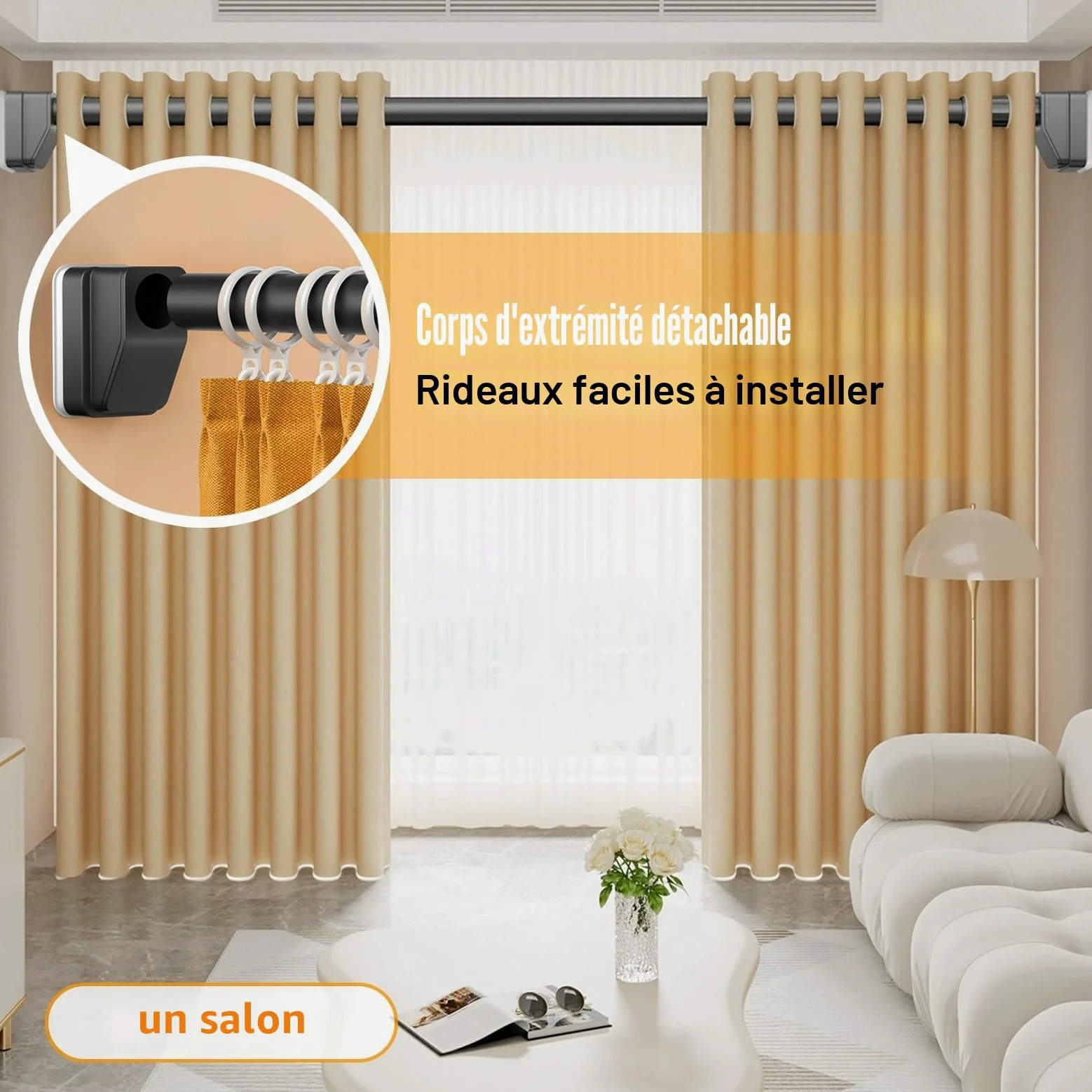 Tringle à Rideau de Douche Réglable 40-490cm, Tringle télescopique sans perçage, ne rouille jamais Tringle à rideau extensible pour rideaux de salle de bain et chambre à coucher(Noir,310-400cm)