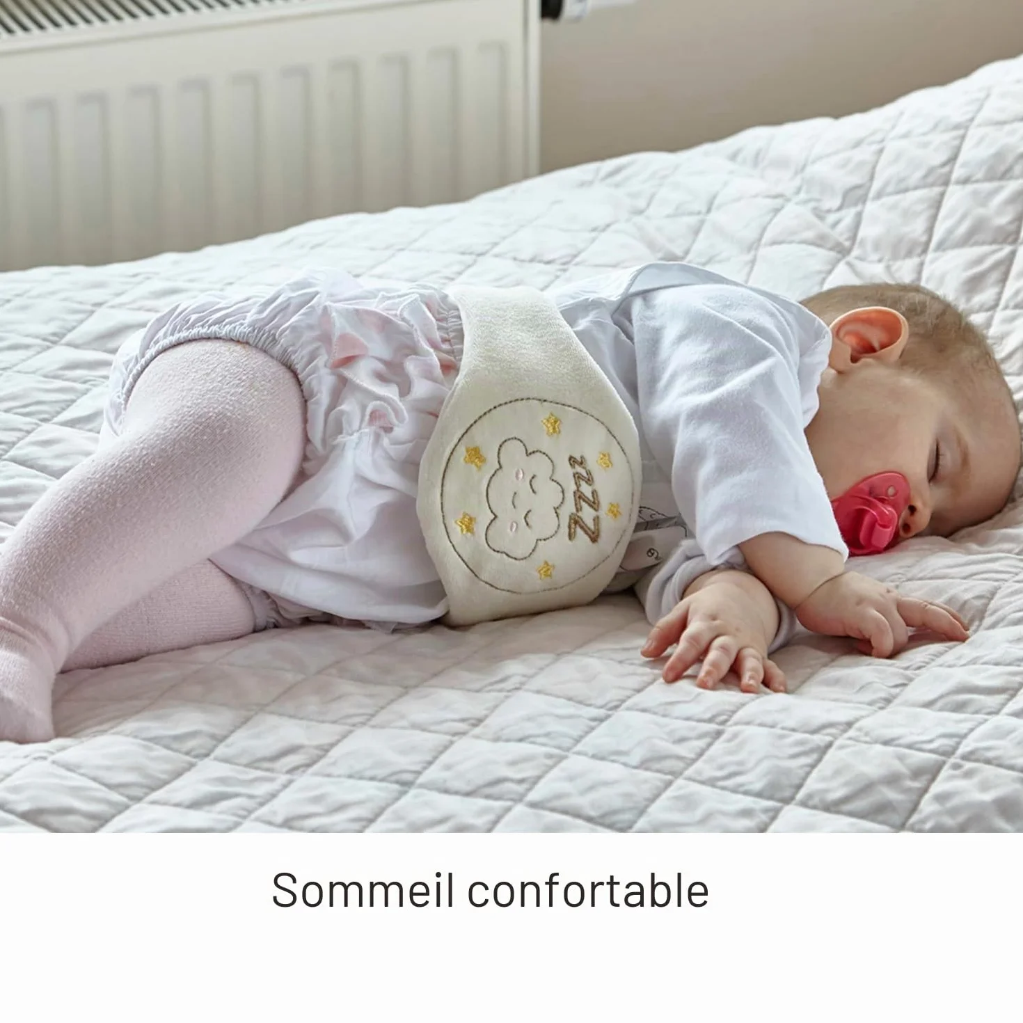 Babyjem Ceinture blanche en noyaux de cerises pour bébés 0-12 mois, ajustable, 100% coton