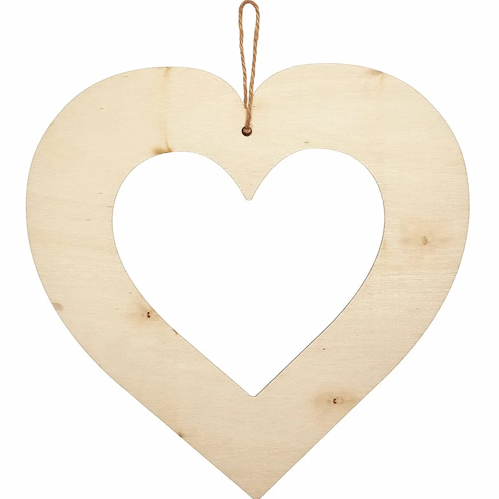 Baker Ross FX500 Couronnes en bois en forme de cœur Lot de 6 Décorations Saint-Valentin fait soi-même
