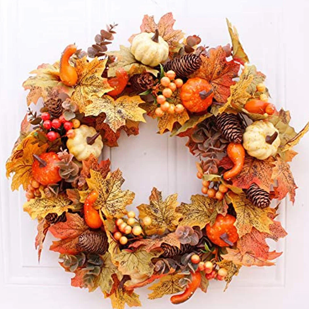 HBell Lot de 172 mini citrouilles artificielles Halloween pommes de pin feuilles d'érable glands décorations automne