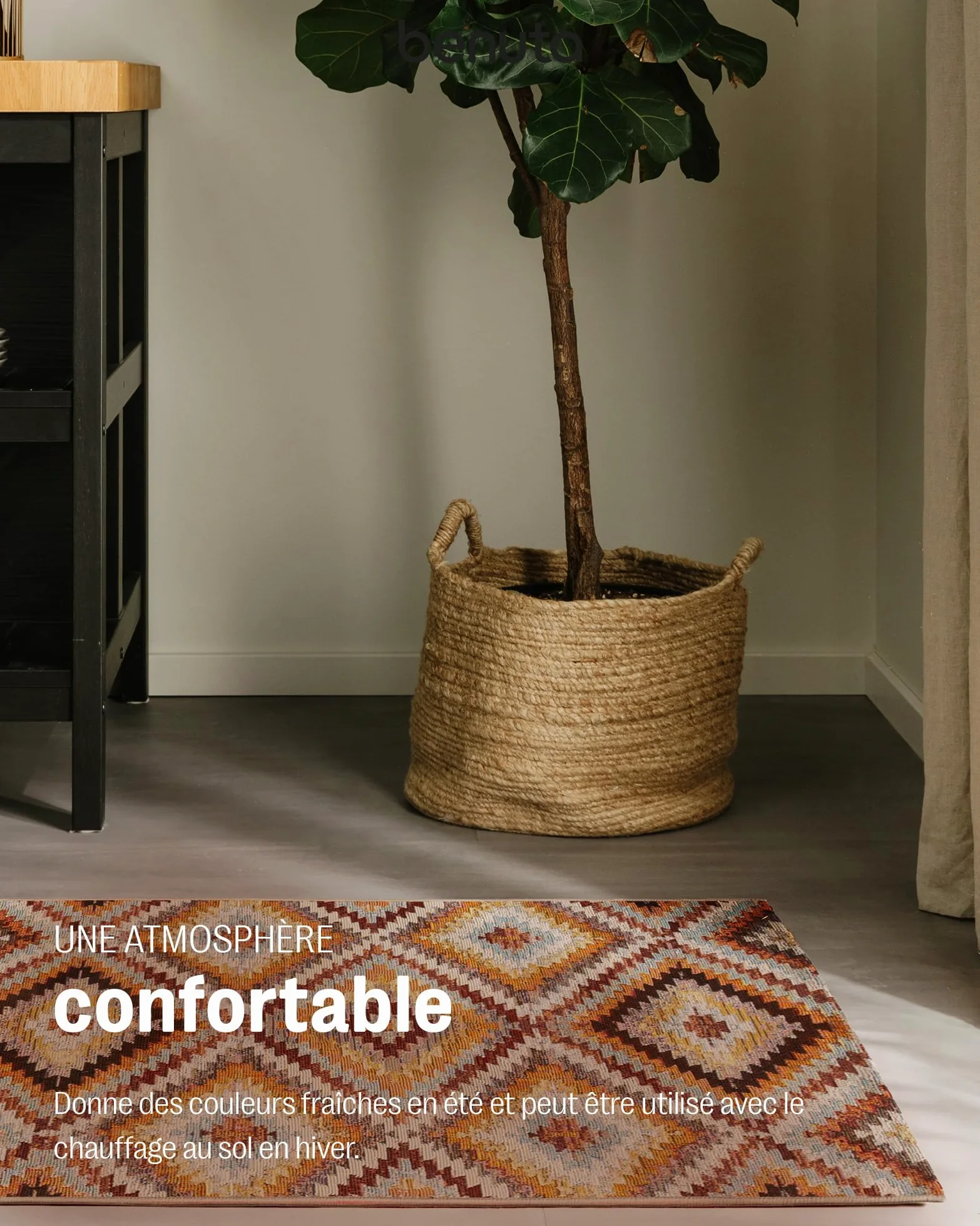 benuta Nest Artis - Fibre synthétique - Convient pour l'extérieur - Tapis & style : abstrait, géométrique, style ethnique, rétro - Facile d'entretien pour le salon, la chambre à coucher, multicolore,