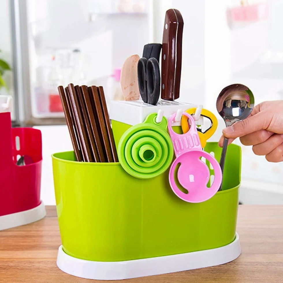 Bloc de rangement pour couteaux de cuisine, support pour couteaux uniquement, boîte multifonction pour ustensiles (cuillères, baguettes, fourchettes), rangement pour couverts, support en plastiqu